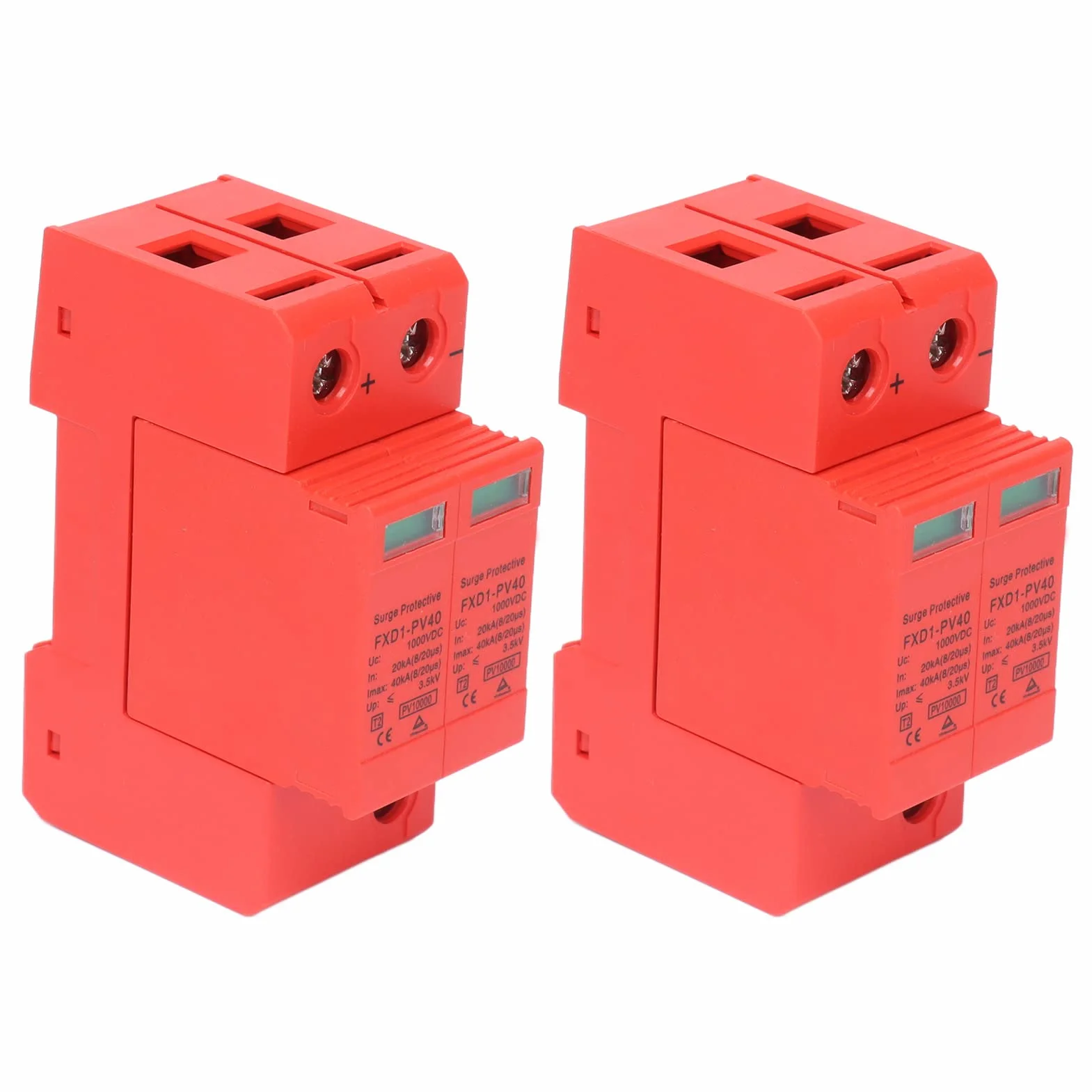 Akozon Dispositivi di Protezione Sovratensioni Scaricatore Fotovoltaico DC 2P 40KA 1000V FXD1-PV40