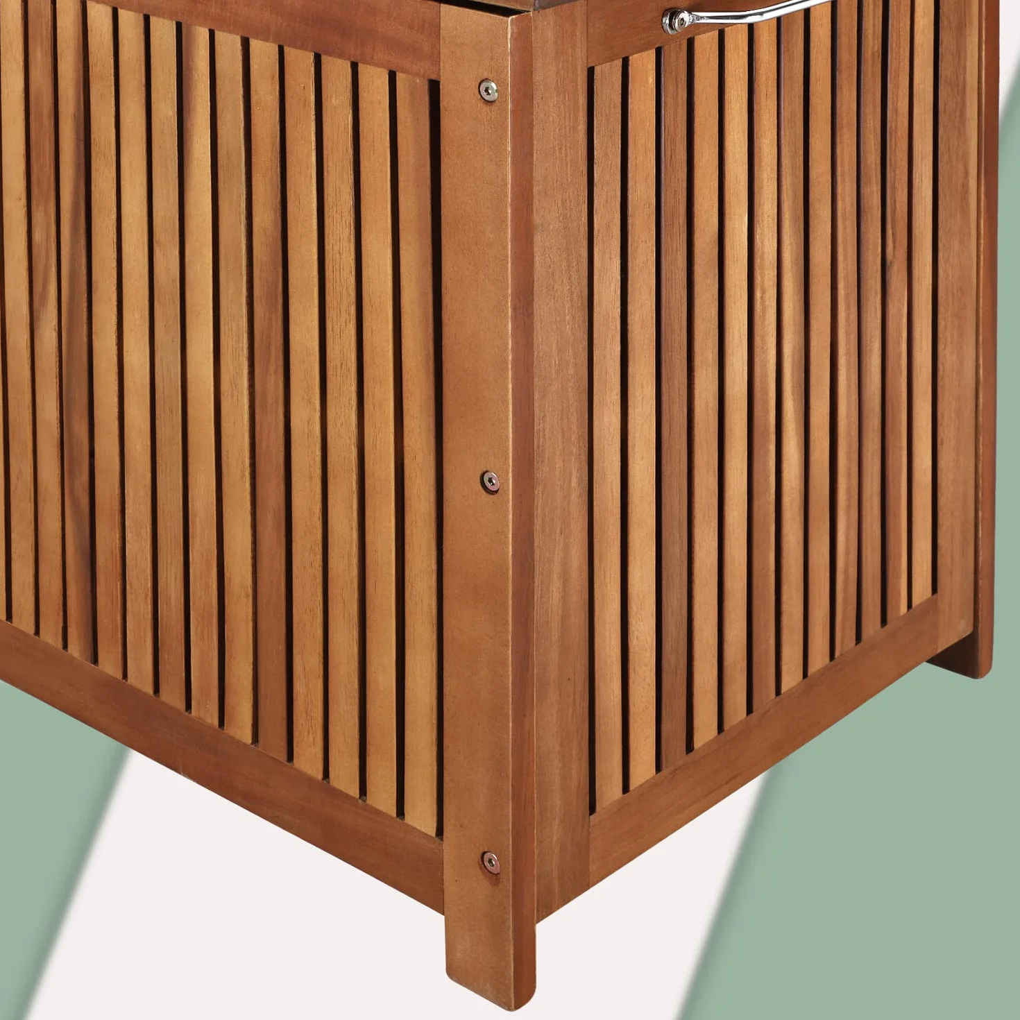 Casaria® Baule da Giardino 120cm Legno di Acacia 2 Ruote Incl. Telo Impermeabile Salvaspazio Cassapanca Esterno Balcone