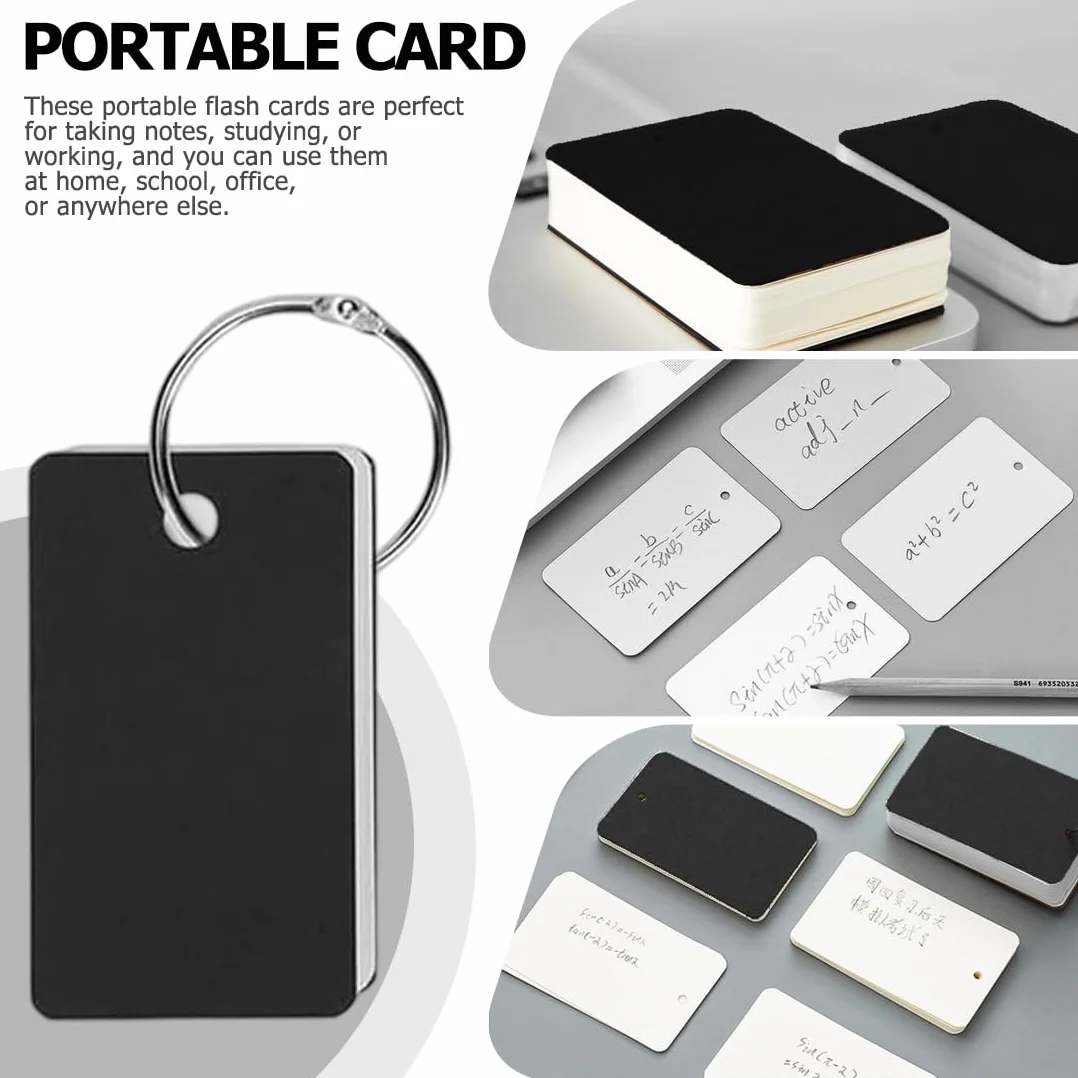 Flashcards quadrate bianche 300 fogli Carta Kraft per apprendimento vocabolario Memo Pad con anelli