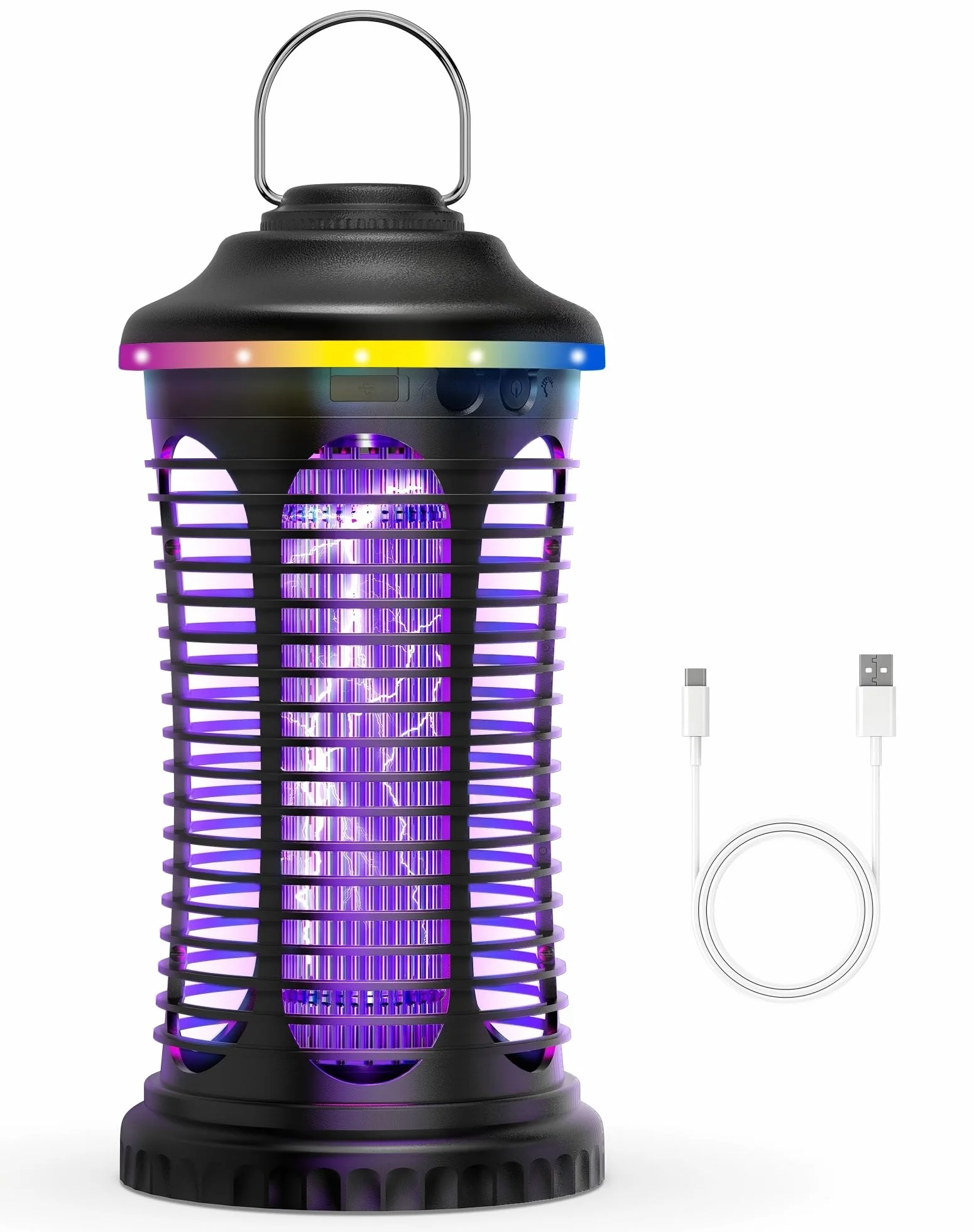 Lampada Antizanzare Elettrica, 4000mAh Zanzariera Elettrica, Trappola per Mosche per Insetti Ricaricabile USB Portatile per Casa, Cucina, Giardino, Campeggio