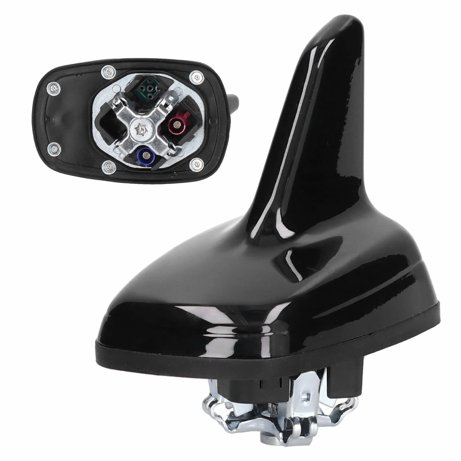 Antenna a Forma di Pinna Nera Lucida per GPS e GSM, Montante Universale in Metallo ABS