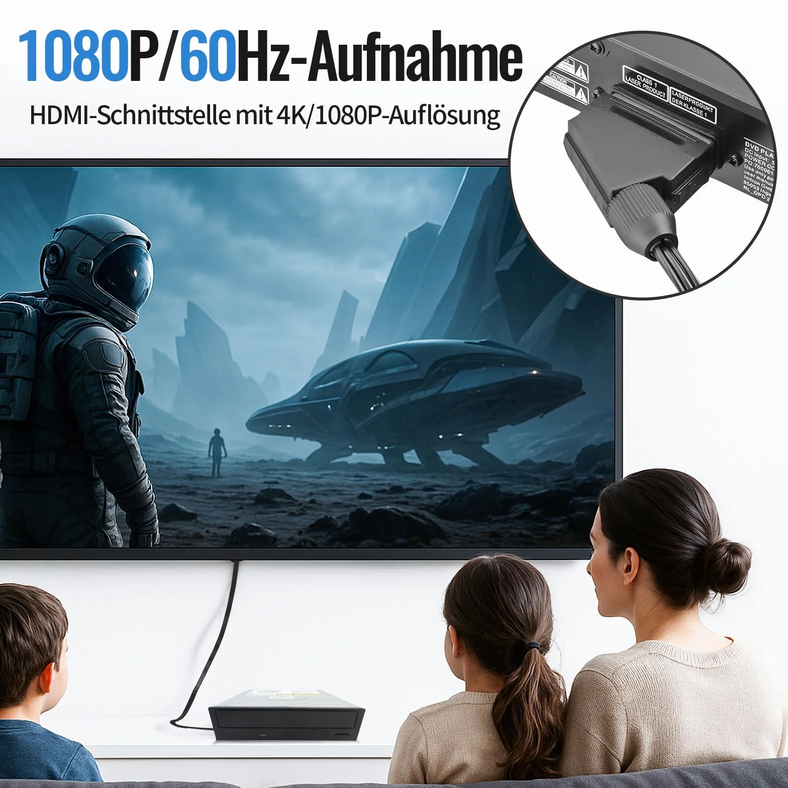 Adattatore Scart a HDMI 1080P con cavo per STB VHS Xbox HDTV PS3 Sky DVD Blu-ray
