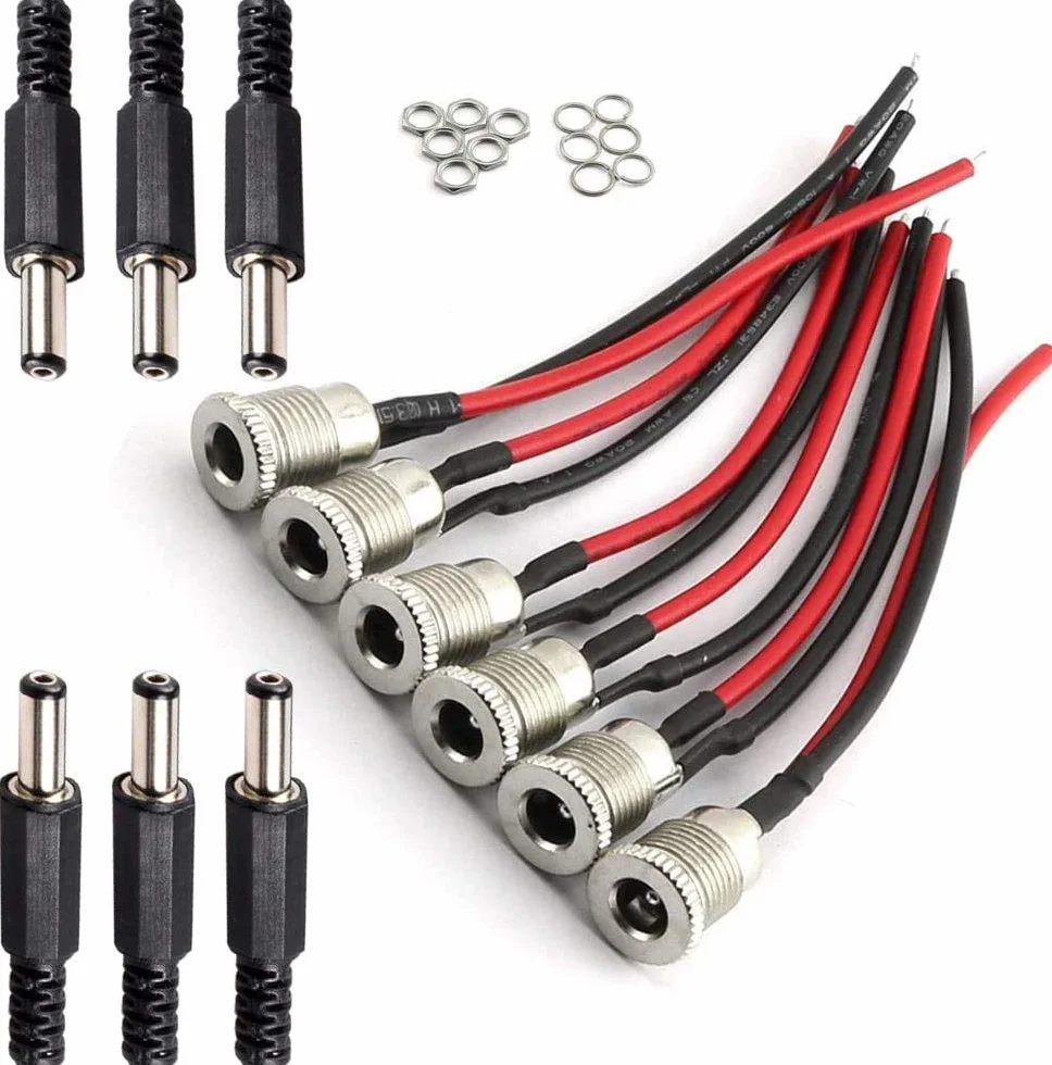 RUNCCI-YUN 6 set 5.5mmx2.1mm connettori DC a pannello presa jack alimentazione per CCTV Security Camera DVR
