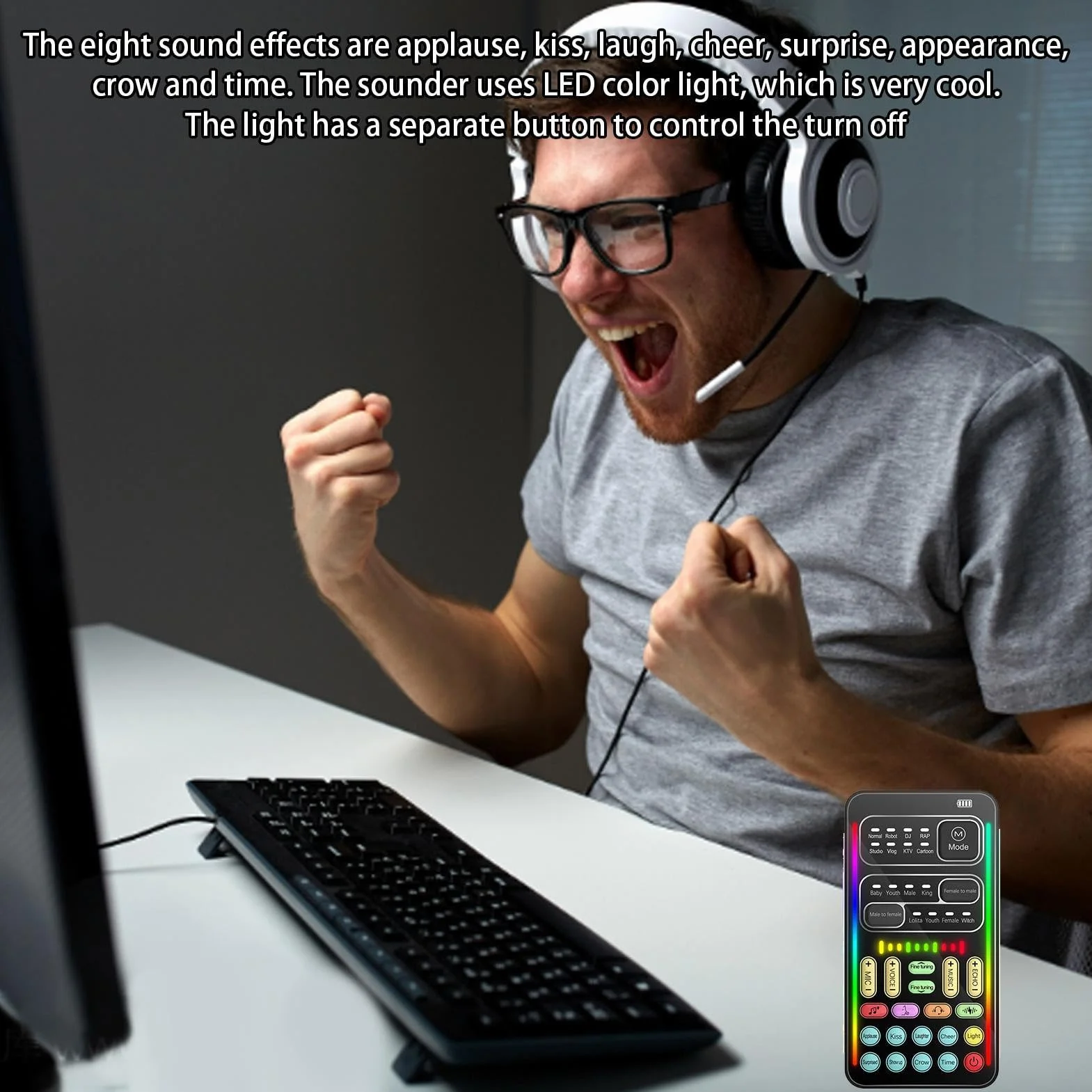 Cambia Voce Microfono Mini, Effetti Sonori Portatile 8 Suoni per Giochi Karaoke Streaming