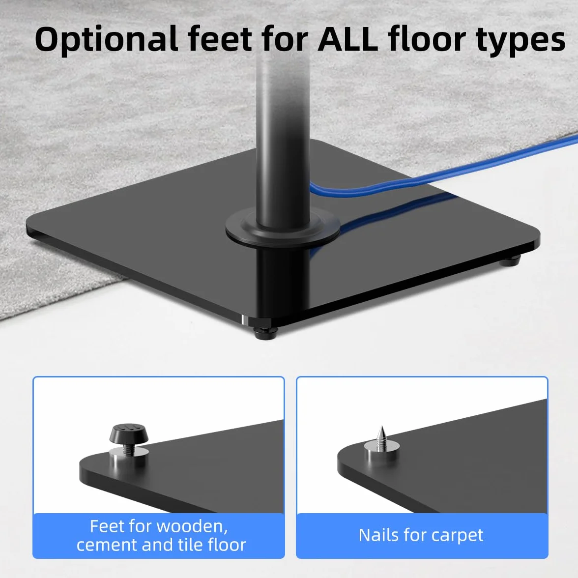 Suptek Supporti da pavimento per altoparlanti robusti in coppia Altezza regolabile 86-113 cm 10 kg