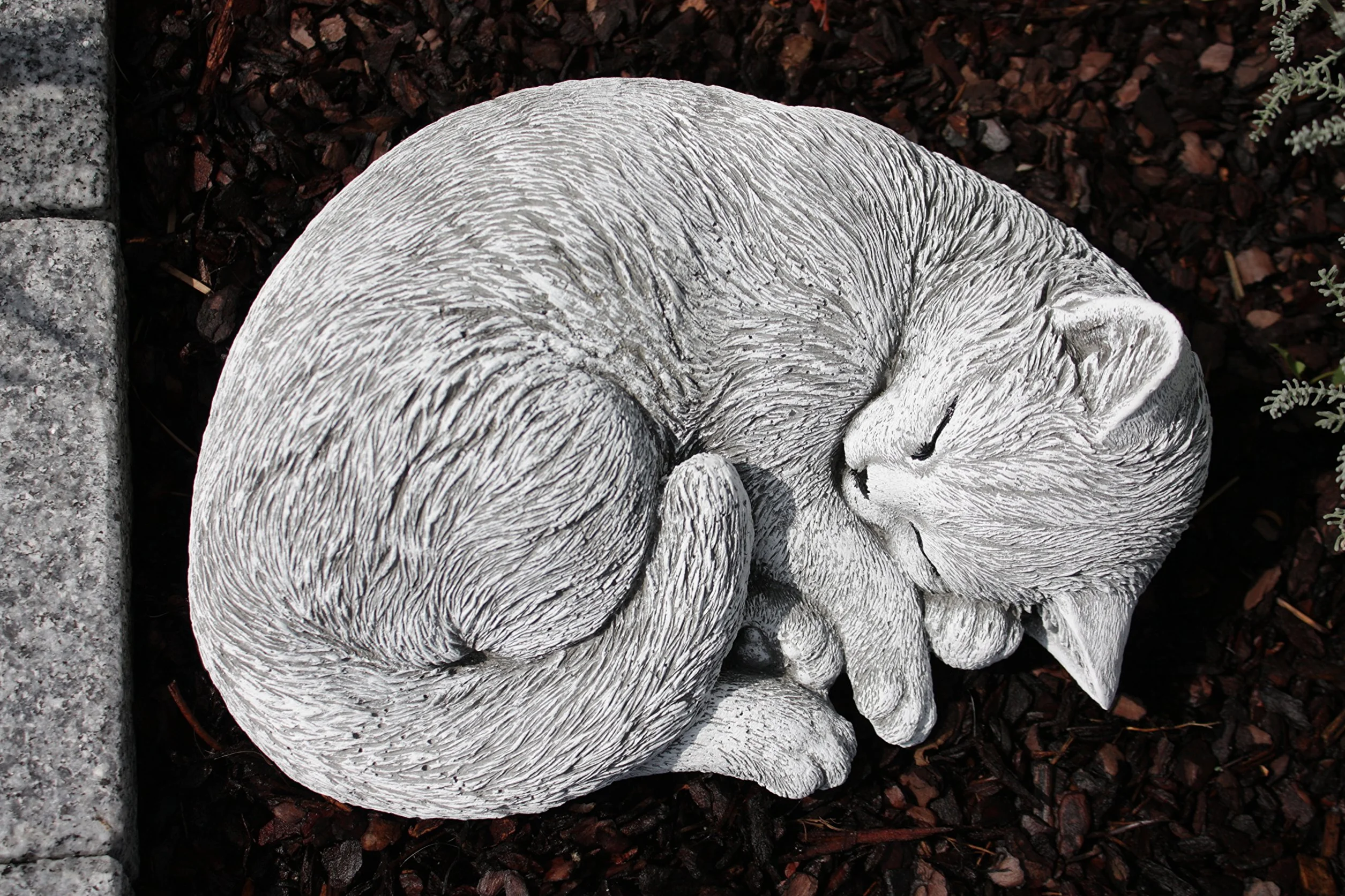 stoneandstyle Statua Scultura Gatto felino Che Dorme, Fatto a Mano, Resistente al Gelo