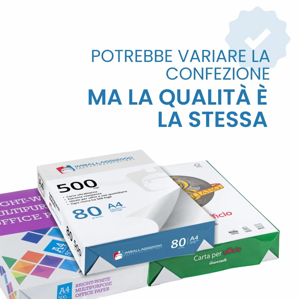 IMBALLAGGI 2000 Carta A4 per Stampante 5 Risme 500 Fogli Pack 5x500