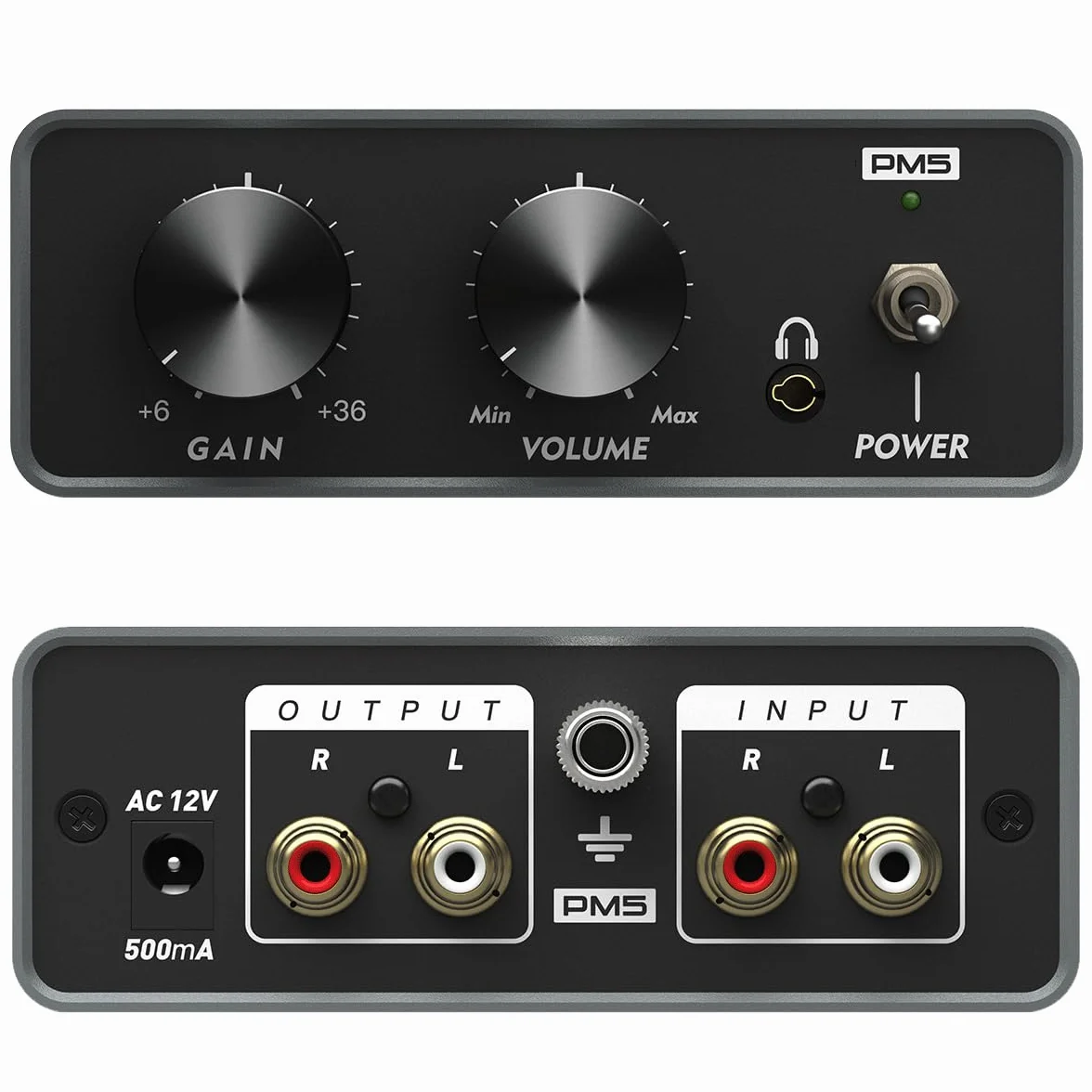 Phono Preamplificatore, Mini Preamp per Giradischi Vinile con RCA, Cuffie, Volume e Guadagno Regolabili