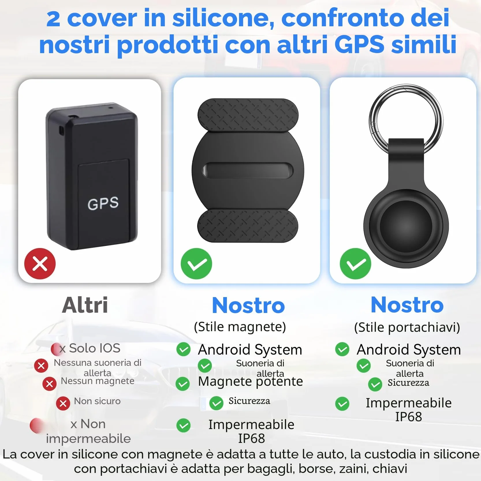 GPS Tracker per Auto, Air Tracker Android, Magnetico, IP68 Impermeabile, Localizzatore con App Copertura Globale, Tracciare Veicolo Moto, Senza SIM