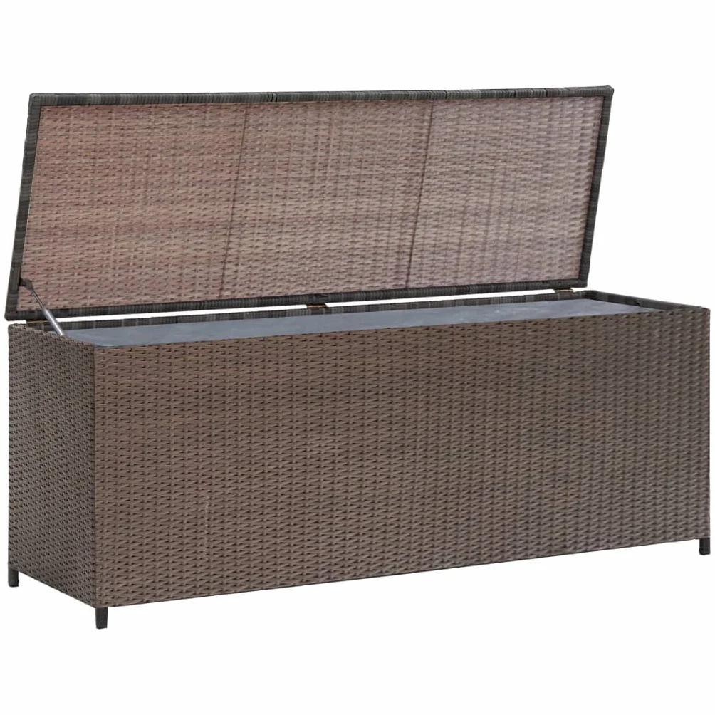 vidaXL Cassapanca Polyrattan Marrone Baule Panca Stoccaggio Giardino Esterni