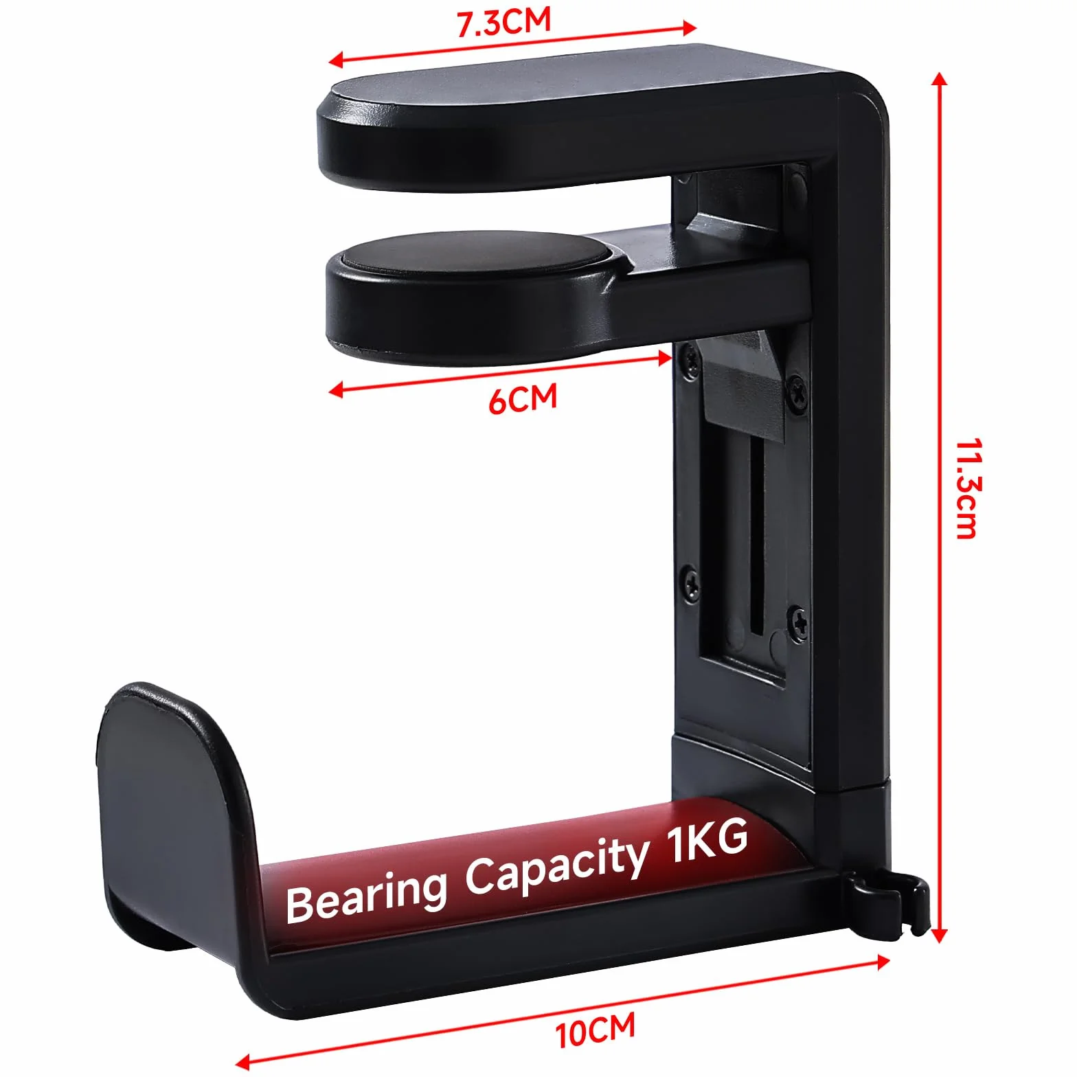 Porta Cuffie da Scrivania Supporto per Cuffie Gaming ABS Metallo Girevole 360° Salvaspazio Nero