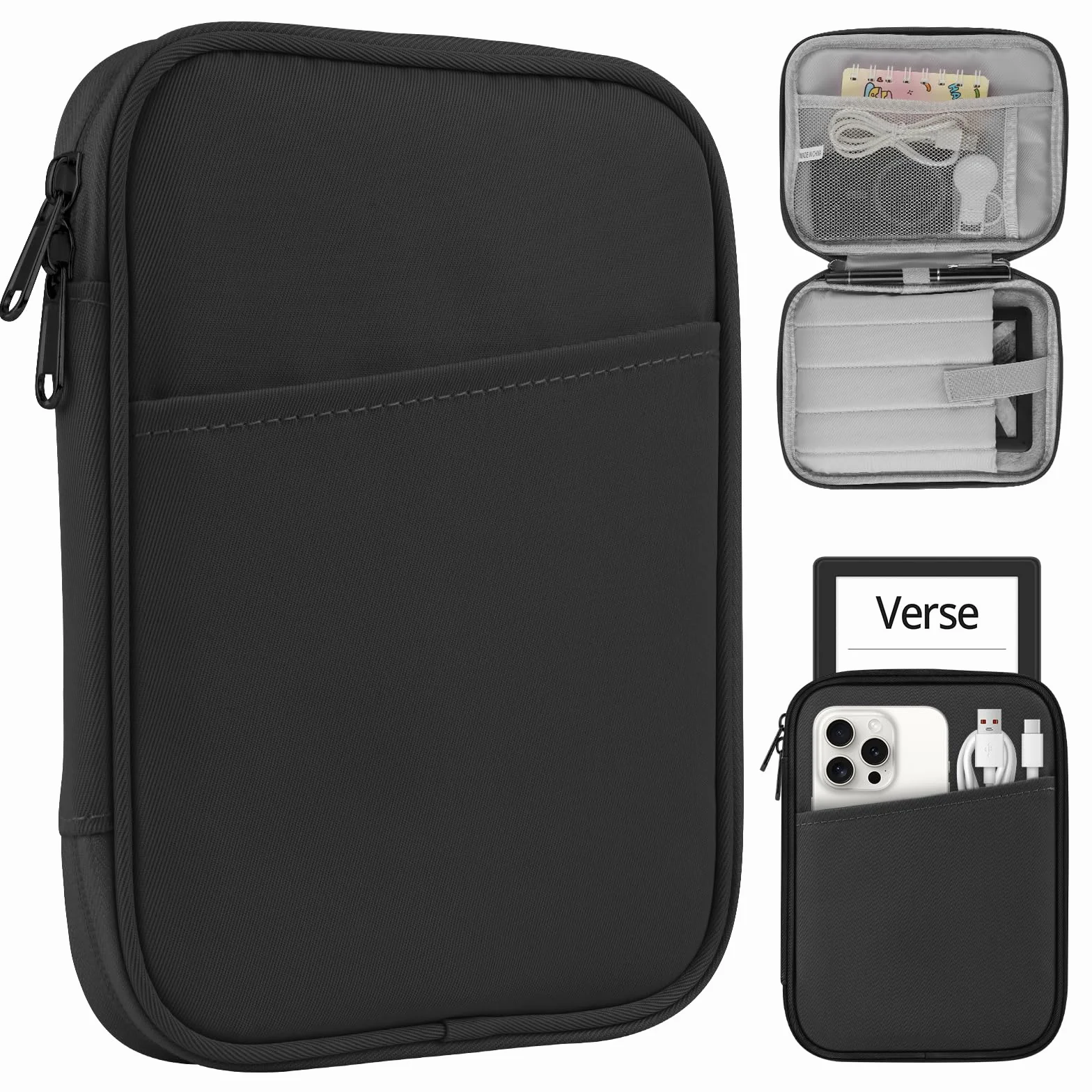 Custodia universale per Kindle Paperwhite/Colorsoft 2024 7", Anti-Drop Protective Sleeve Case, Nero