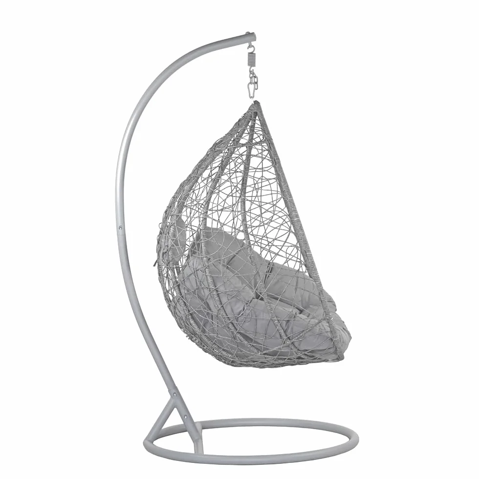 Poltrona a Dondolo Sospesa da Giardino Estosa Ferro Diametro 108cm Altezza 198cm Fibra Sintetica Cuscini Poliestere Portata 120kg