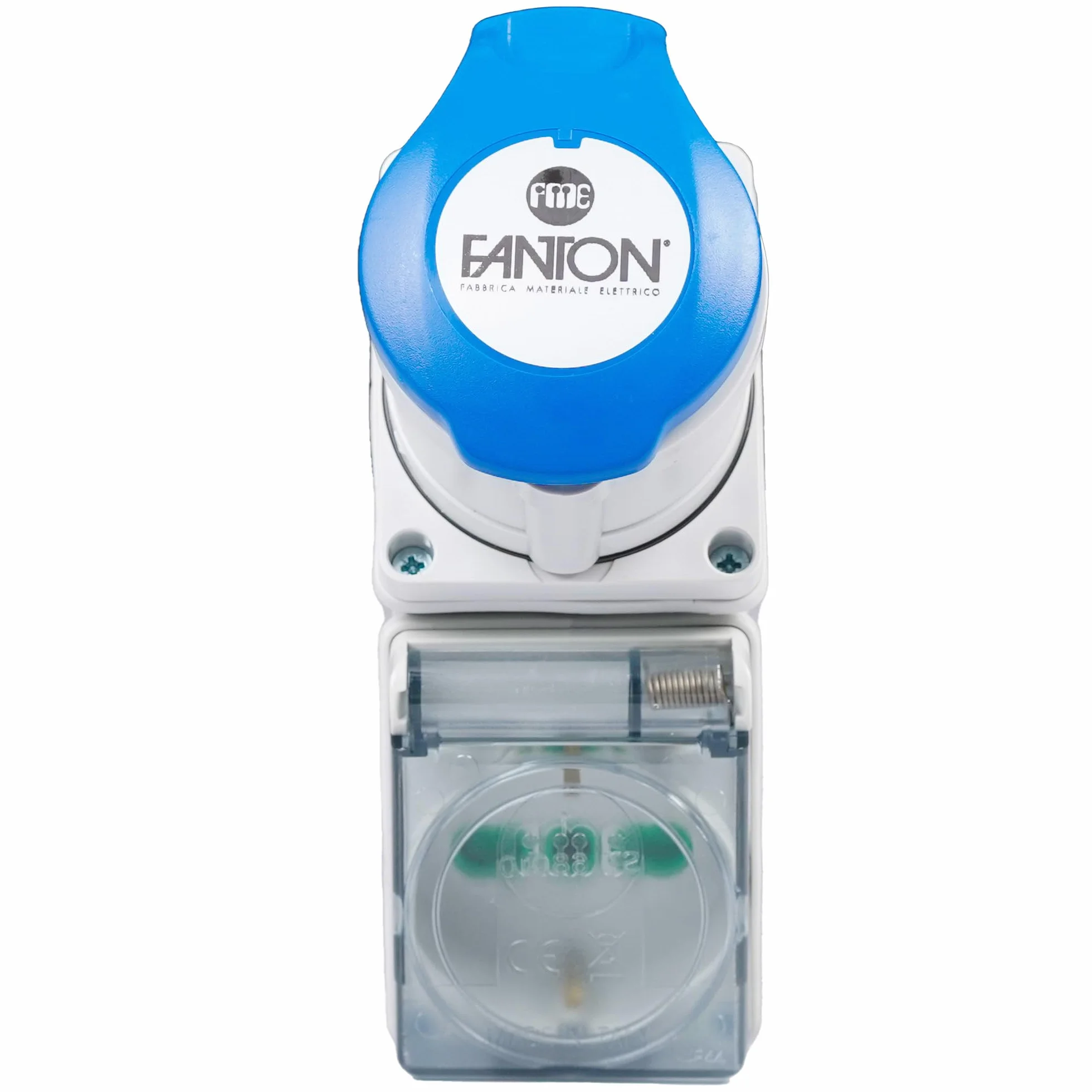 Fanton 73107, Adattatore Industriale da Spina CEE 16A a Presa Bipasso 16A Universale, IP44 per Officine, Cantieri e Uso Esterno