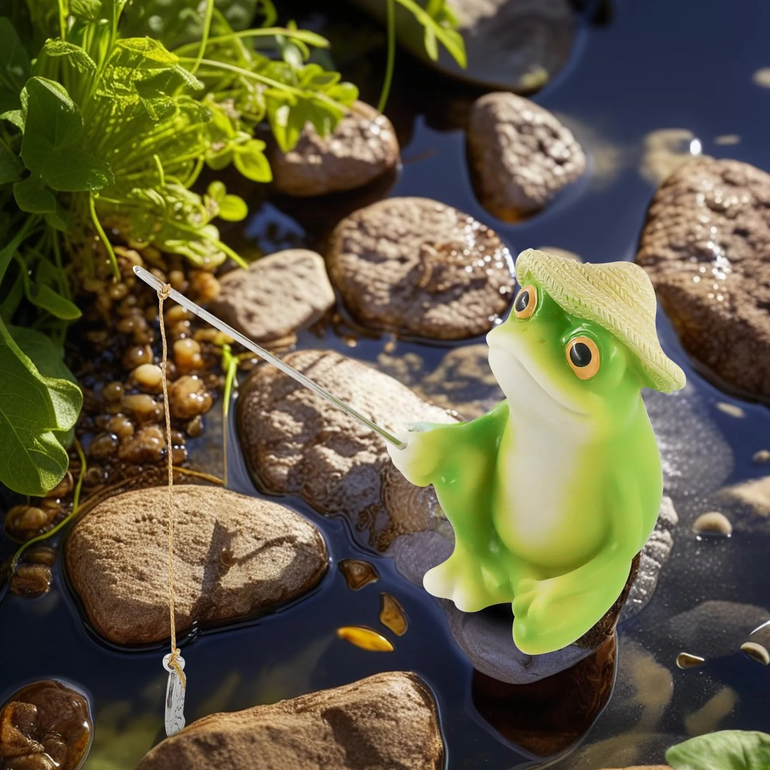 Statuetta di rana da giardino in resina – decorazione per laghetti esterni ed esterni – Nano da giardino