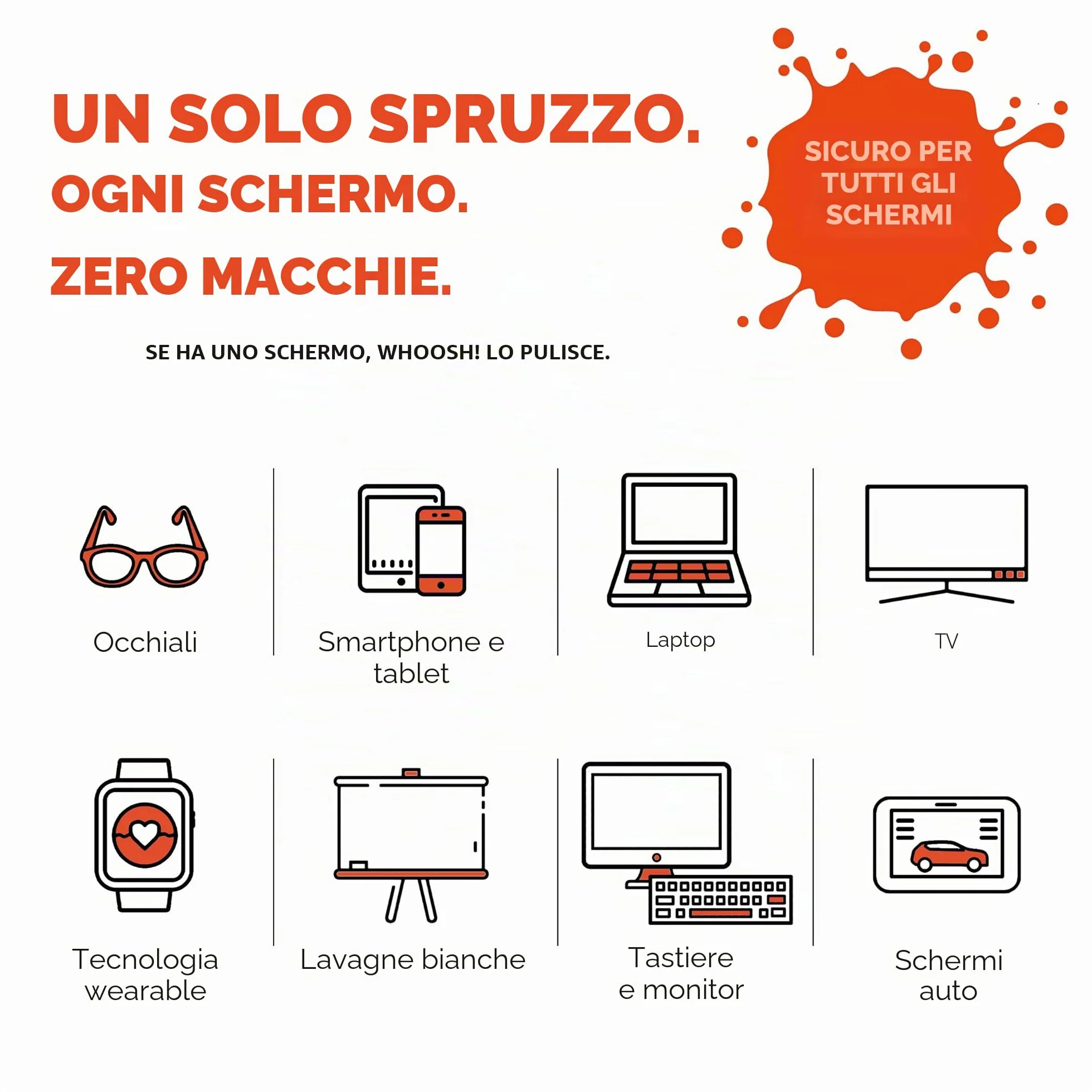 WHOOSH! Screen Shine Go Kit 30 ml Spray do czyszczenia iPhone, laptop, MacBook, iPad – Płyn z mikrofibrą, bez smug, podróżny