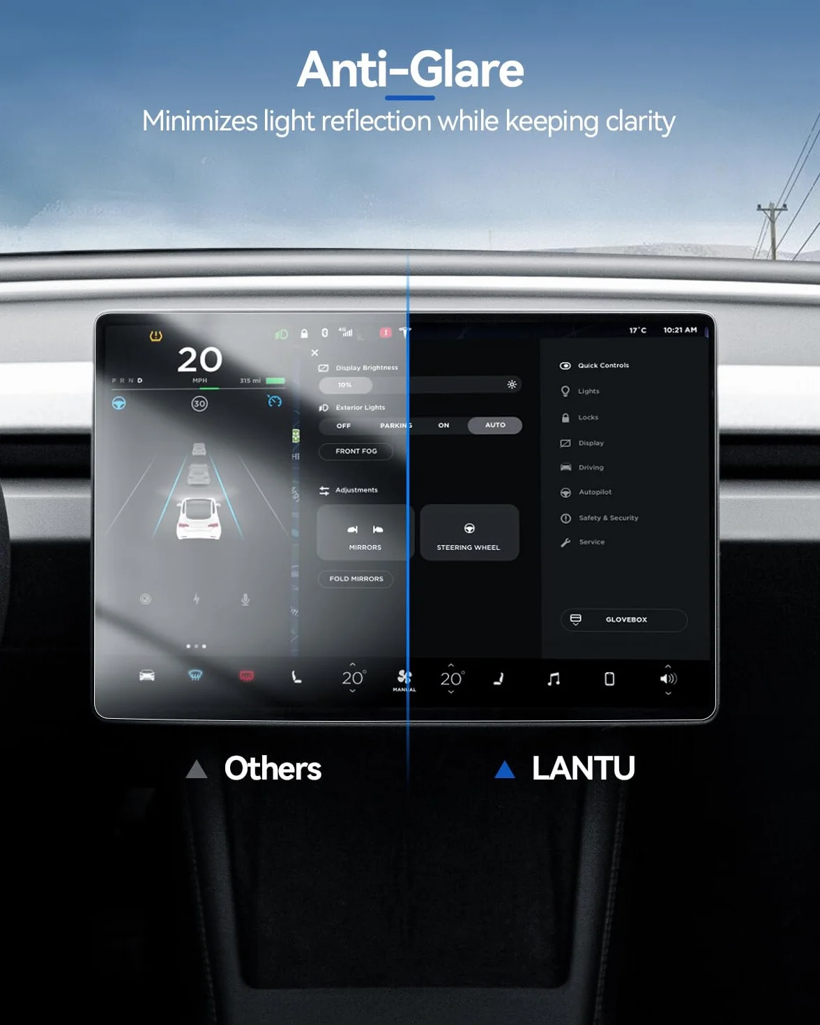 Pellicola Protettiva Vetro Temperato 9H per Tesla Model 3 2024-2026 Model Y 2025 15,4" 8" Display Posteriore Antiriflesso Anti-Impronte