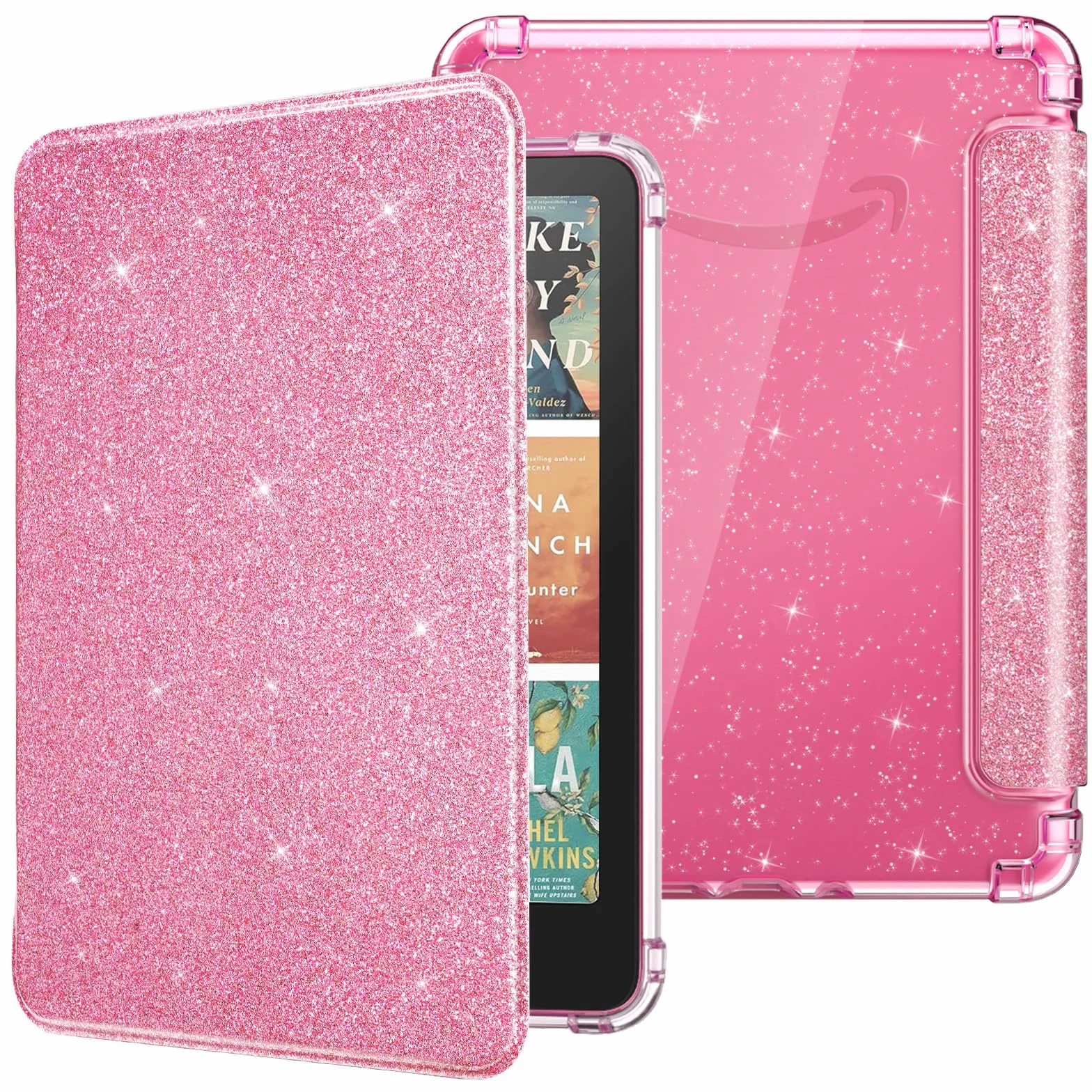 MoKo Custodia per Kindle Paperwhite 12a Gen 2025/2026 & Kindle Colorsoft 2024/2025, Copertura Posteriore TPU Trasparente Morbido Flessibile Scintillante, Glitter Rosa