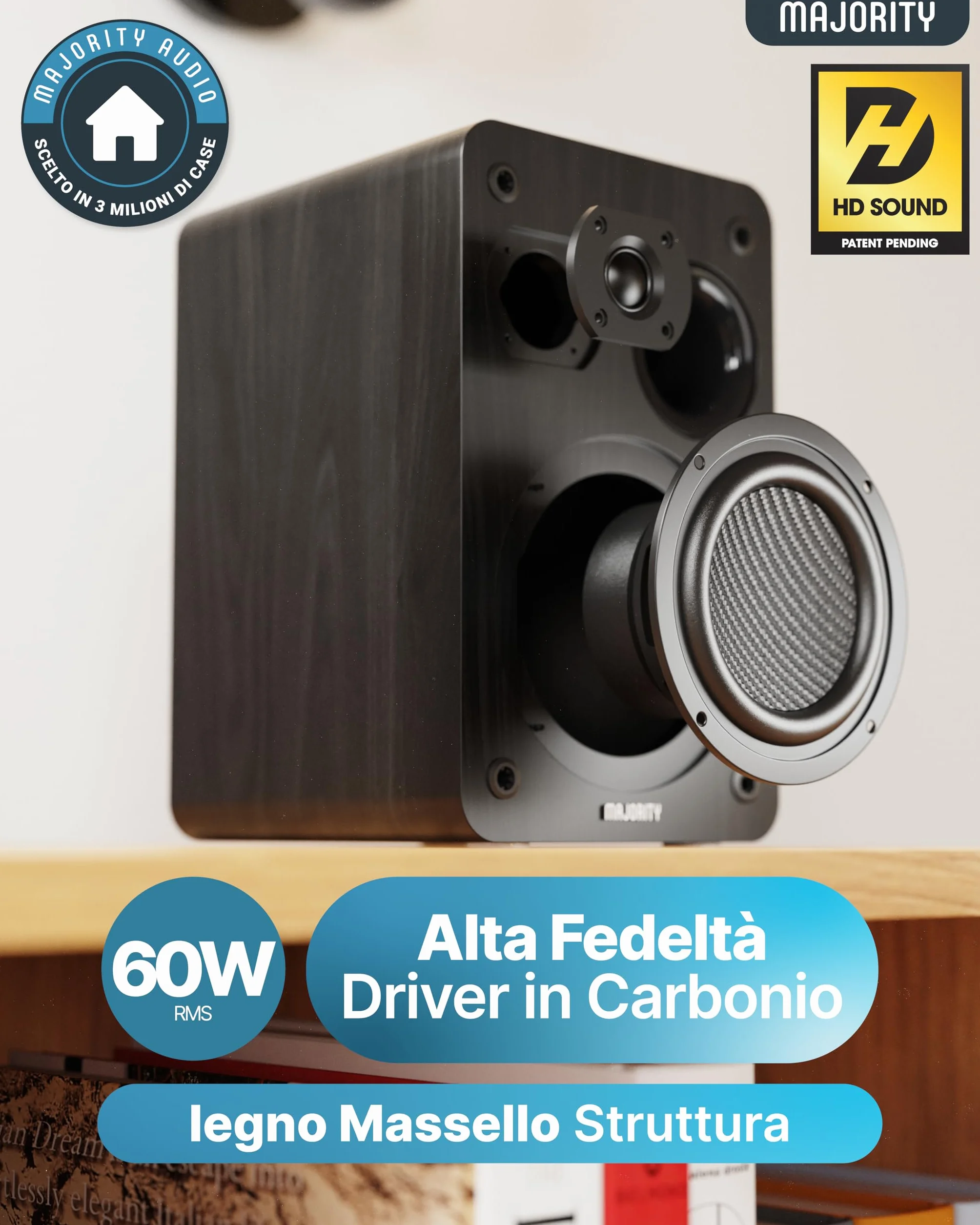 MAJORITY Homerton HiFi Impianto Stereo Casa Radio DAB/DAB+ FM Internet Radio Lettore CD Bluetooth 5.3 WiFi Dual Band Spotify Connect