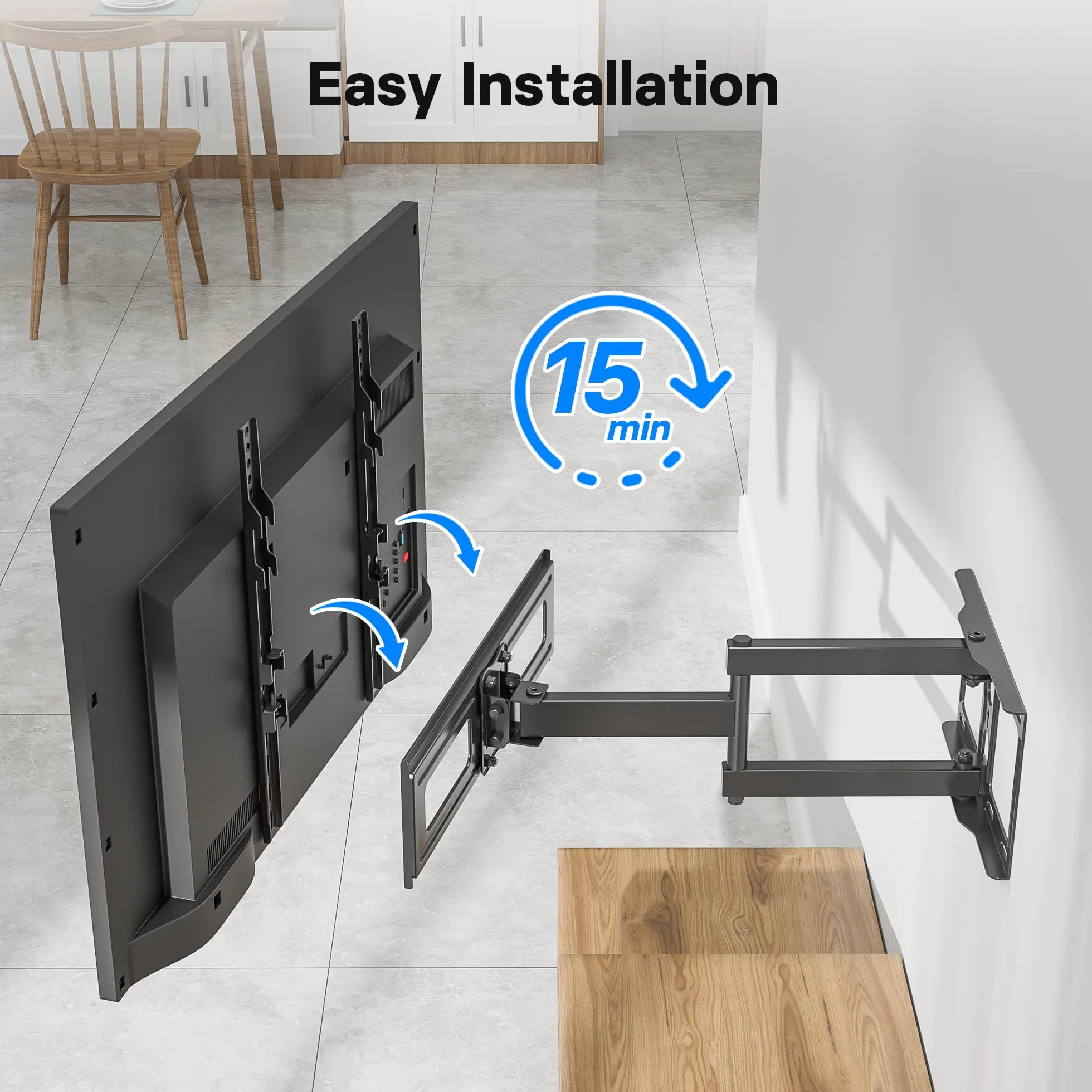 BONTEC Supporto TV Parete 26-60 Pollici VESA 400x400 Girevole Inclinazione Rotazione Estensione 80-500mm 40kg