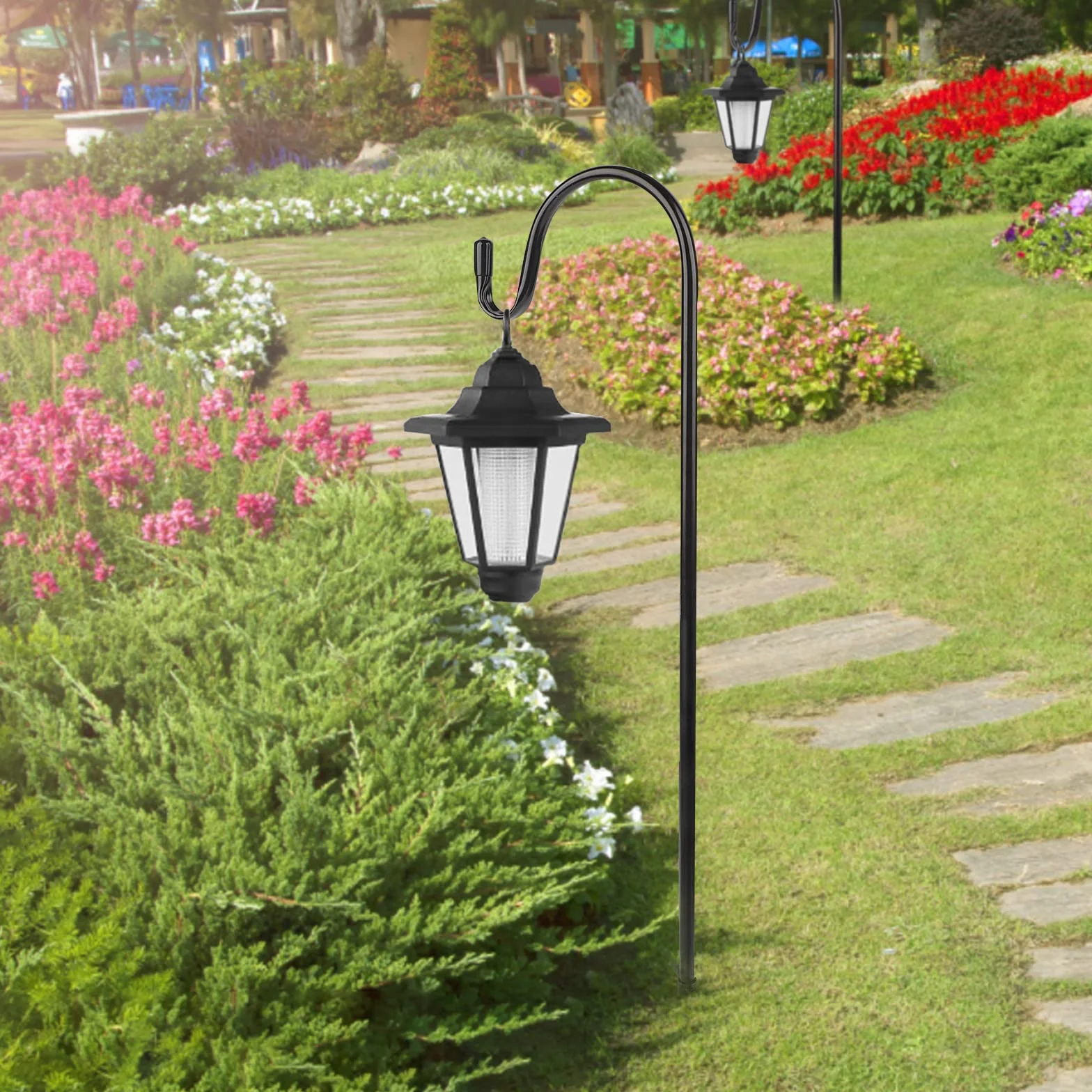 SWAWIS 2 ganci da pastore da giardino 120 cm metallo per esterni decorazione appendere