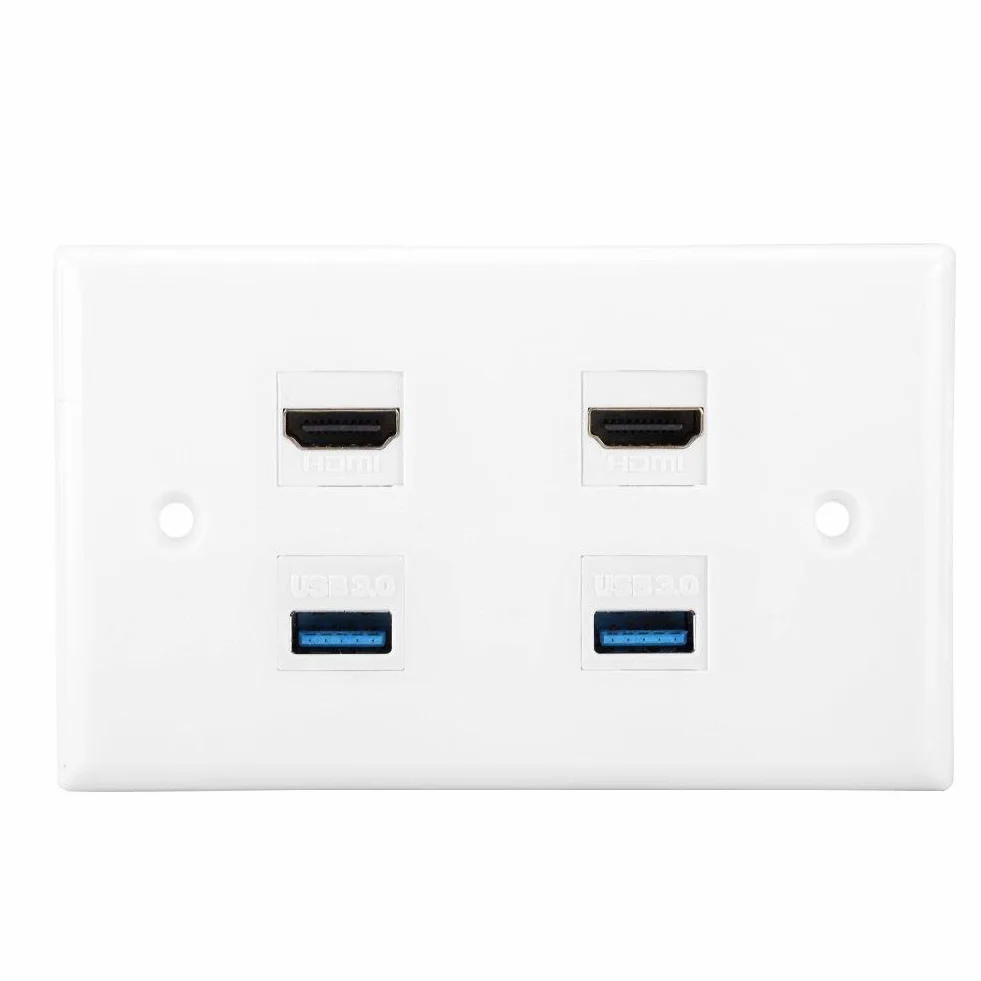 Piastra da parete HDMI 2 porte HDMI 2 porte USB 3.0 accoppiatore copertura video HDTV