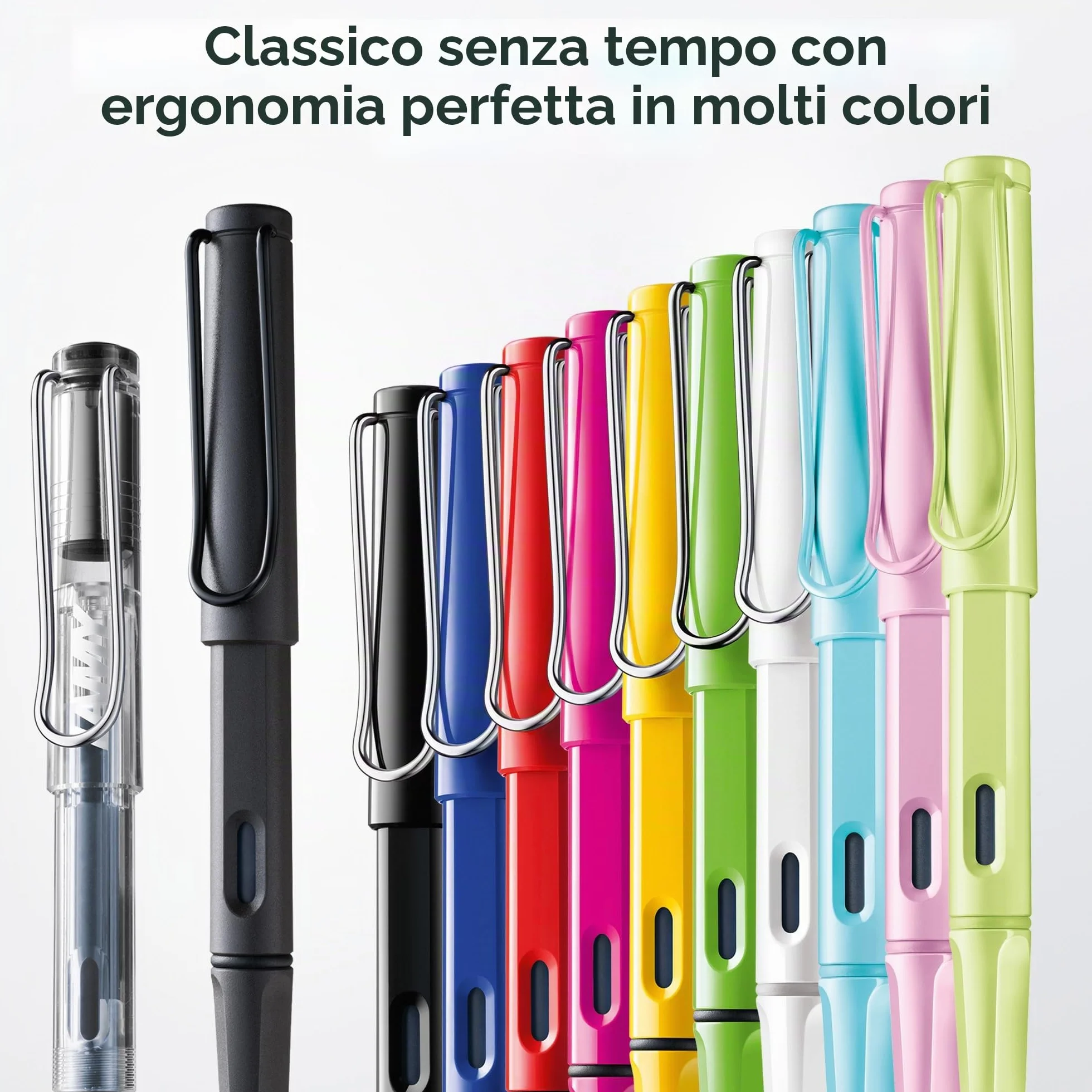 Lamy Safari Umbra Stilografica Pennino Acciaio Nero Misura M Cartuccia T10 Blu