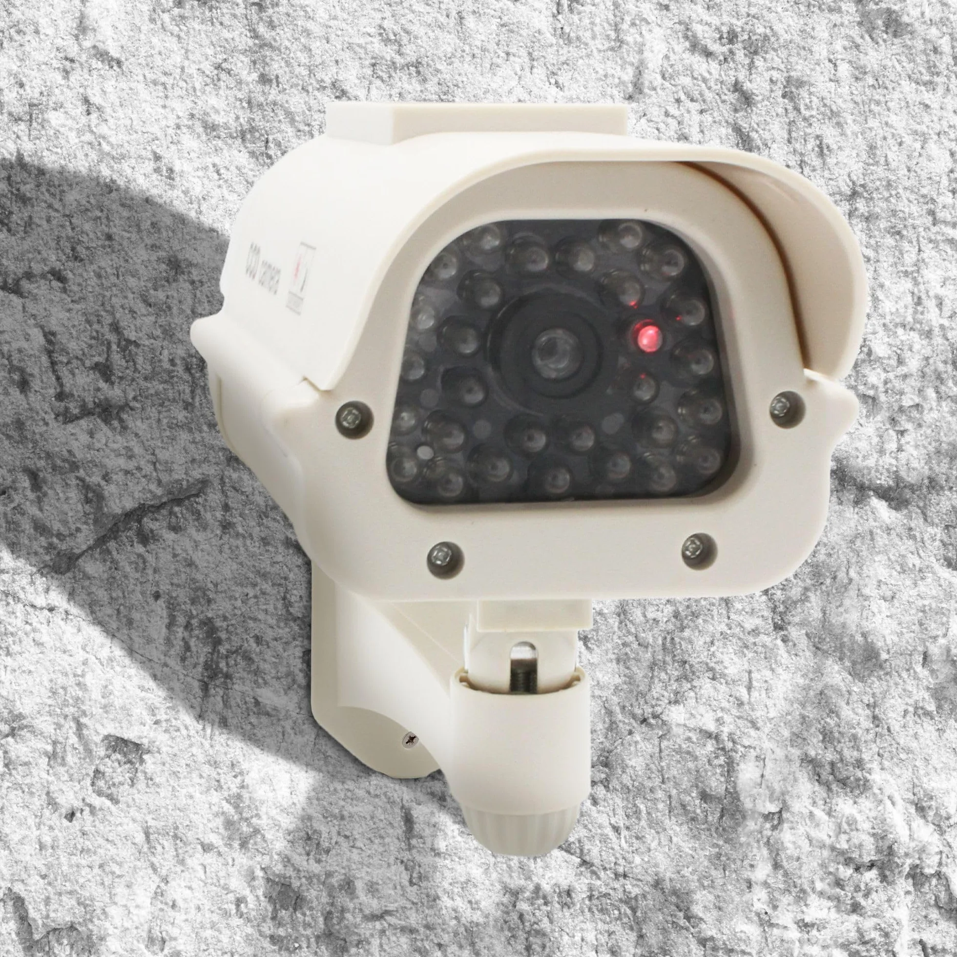 Fishtec Telecamera Finta da Esterno CCTV con LED Lampeggiante e Pannello Solare Bianco