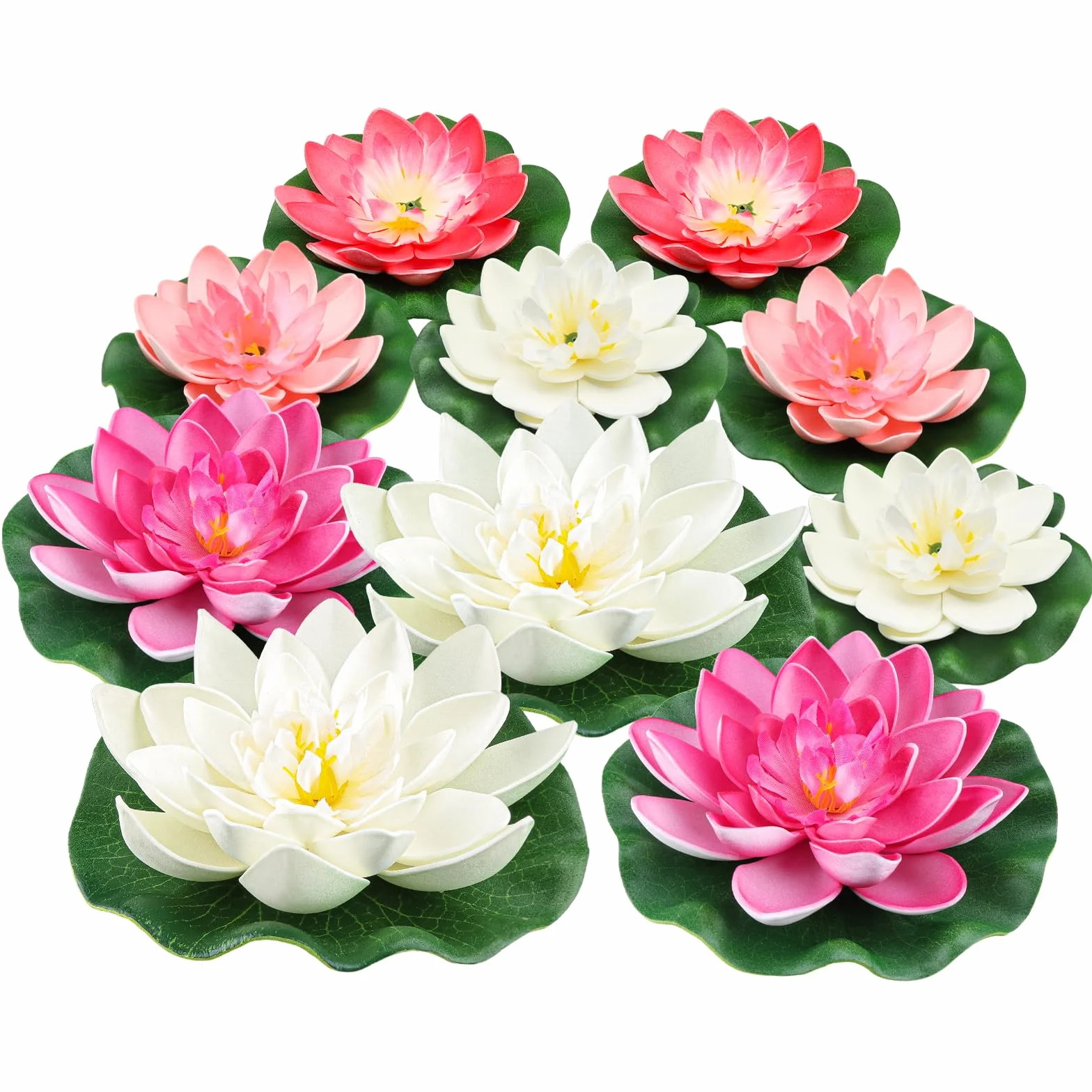 QUOZUO 10 pezzi di fiori di loto artificiali in schiuma, piante acquatiche galleggianti, ninfee artificiali, piante di giglio d'acqua, fiori di loto per acquario, terrazzo, giardino, piscina (rosso