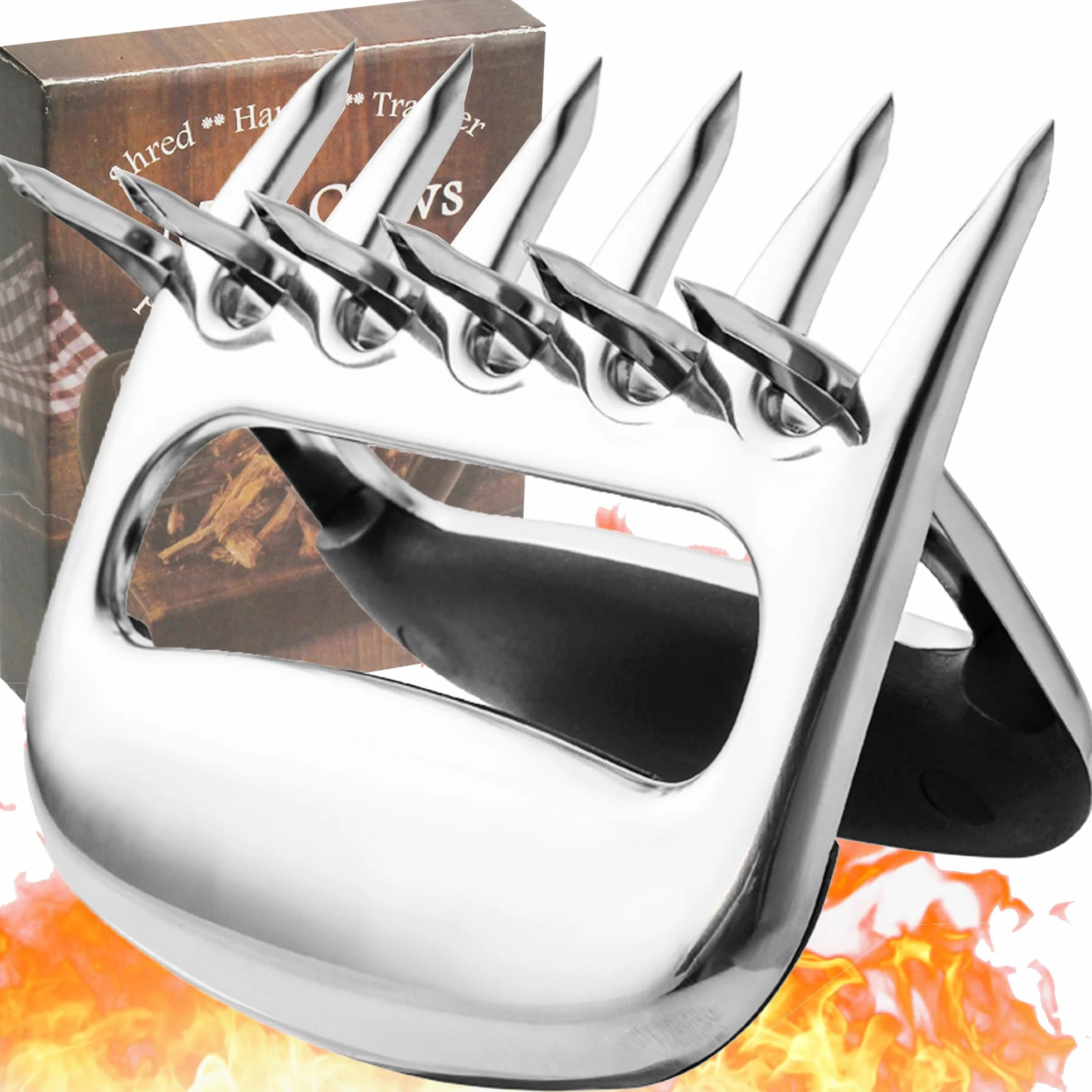 Artigli per Barbecue a Forma di Orso, Accessori per Barbecue Affumicati in Acciaio Inox, Forcella per Pulled Pork Ideale per Carne di Maiale Tirato, Manzo, Pollo, Tacchino (Acciaio inossidabile)