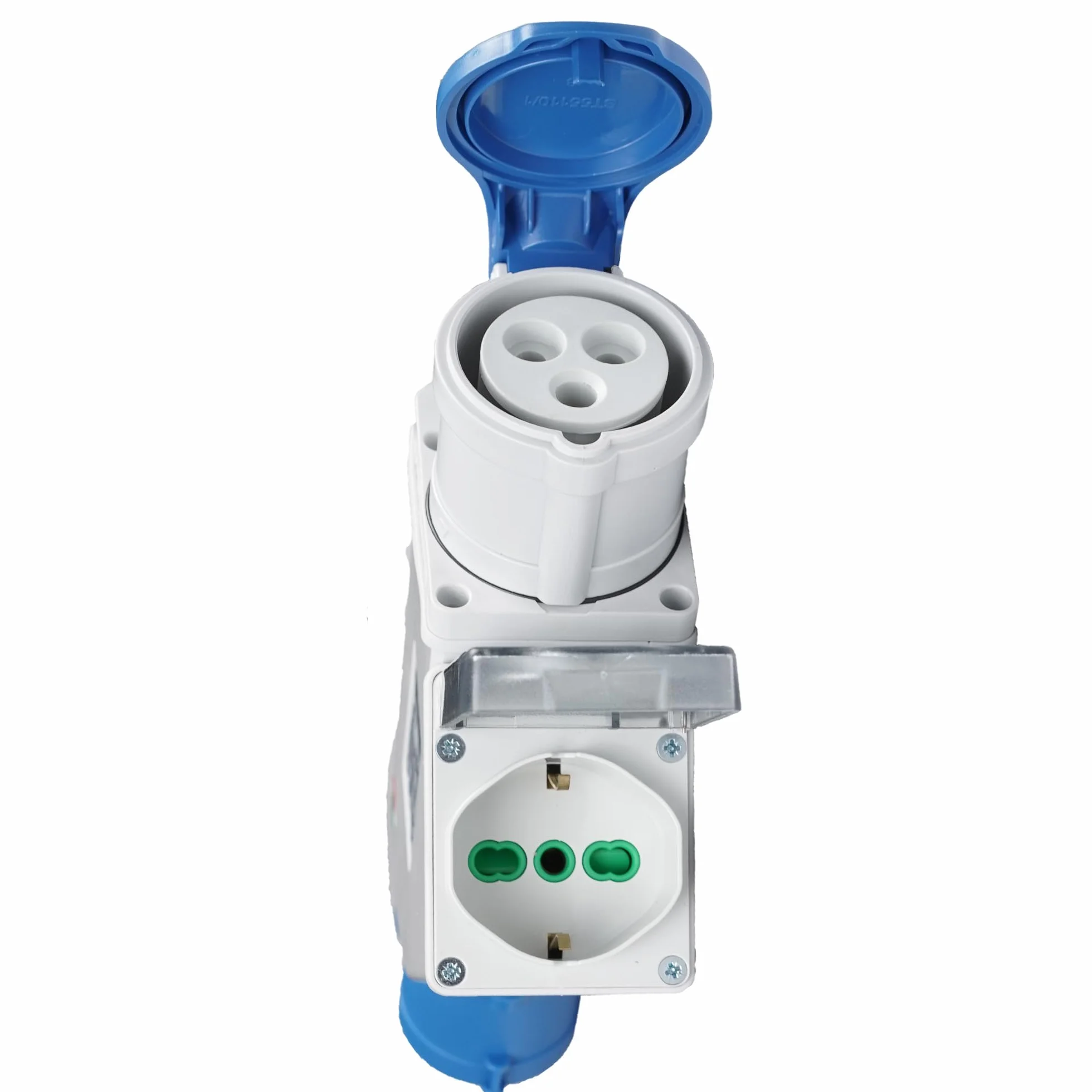 Fanton 73107, Adattatore Industriale da Spina CEE 16A a Presa Bipasso 16A Universale, IP44 per Officine, Cantieri e Uso Esterno