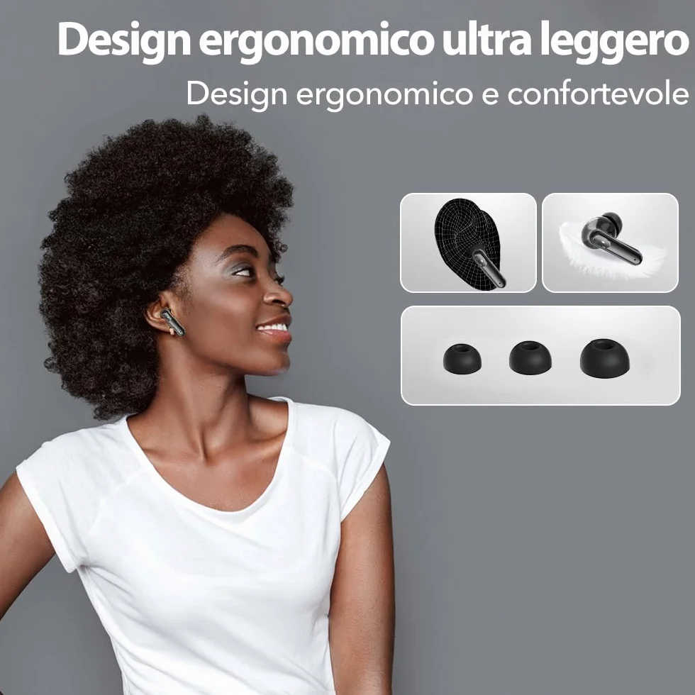 Auricolari Bluetooth 5.3 In Ear Stereo con 4 Microfono ENC, 60 Ore Cuffiette Wireless Cancellazione Rumore IP7 per iPhone e Androide