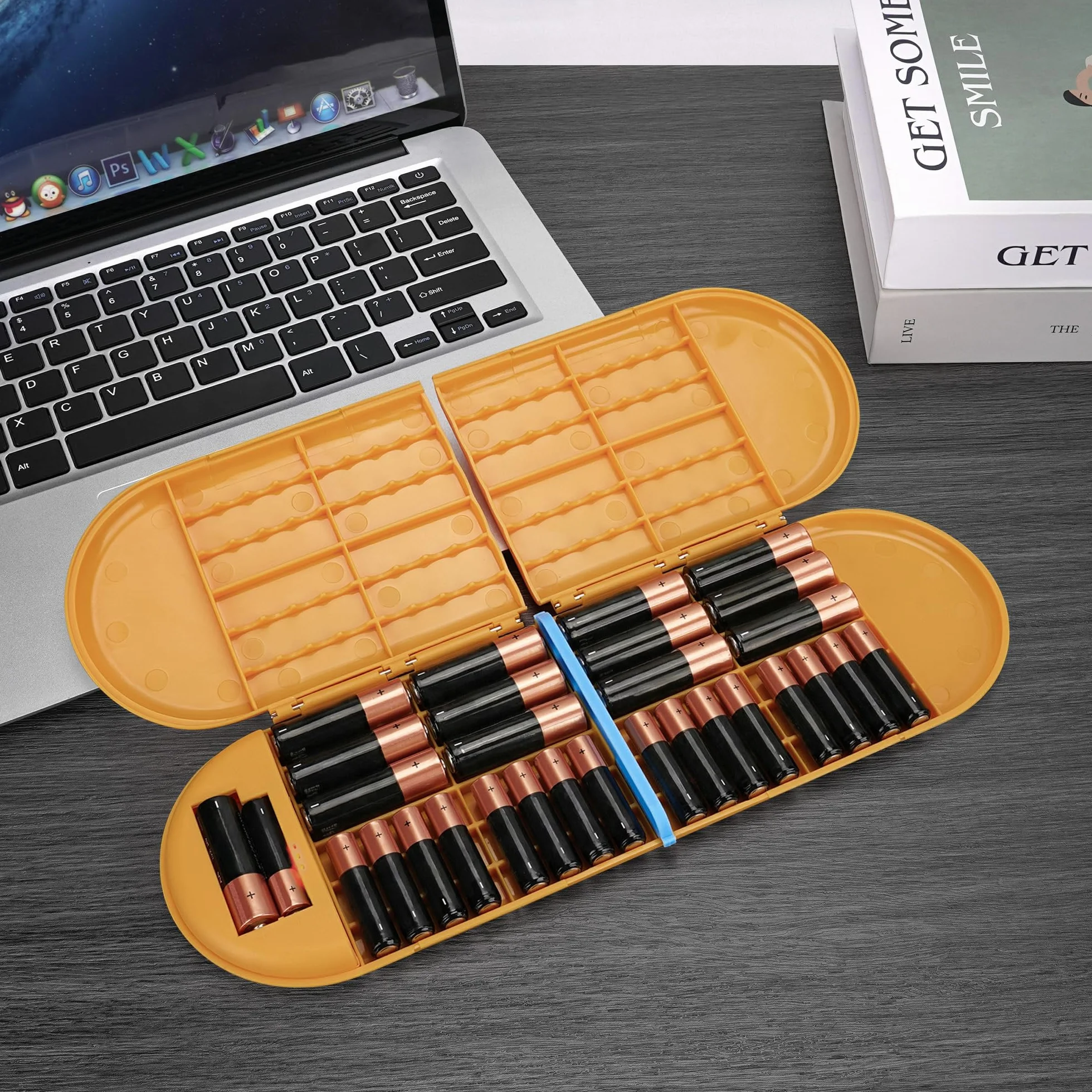 Linkidea Custodia per Batterie con Tester, Organizer Portatile per 12 Batterie AA/AAA, Scatola di Conservazione (Arancione)