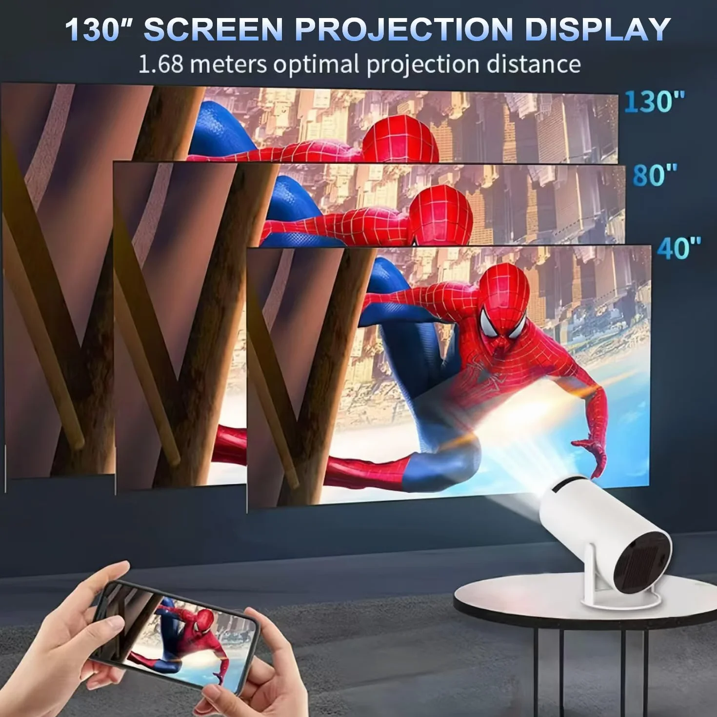 Proiettore 4K WiFi 6 BT5.2 Portatile Full HD con Keystone Rotazione 180° per Home Theater