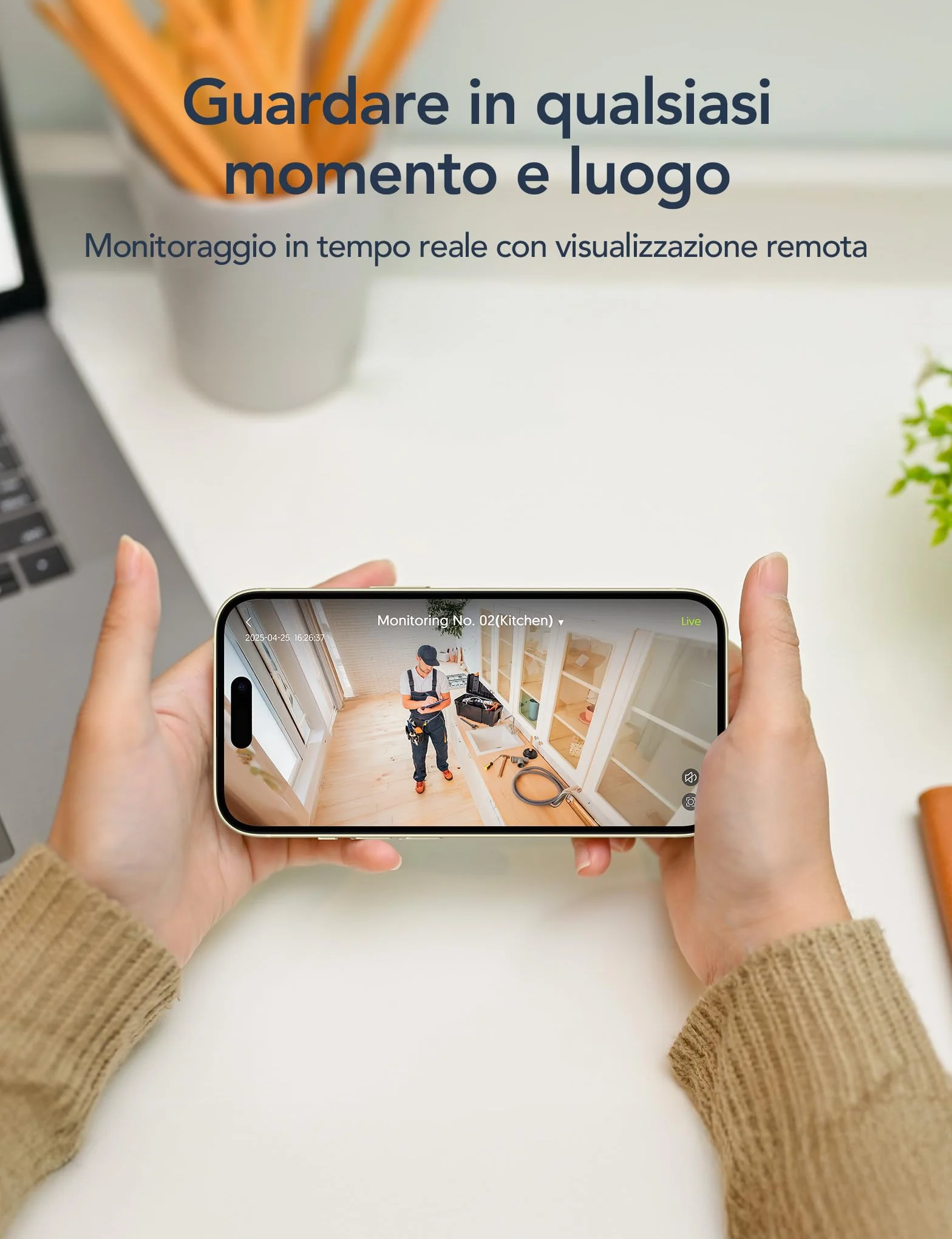GNCC GC3 Telecamera Interna WiFi 2.4GHz 1080P Rilevamento Movimento Suono MicroSD 128GB