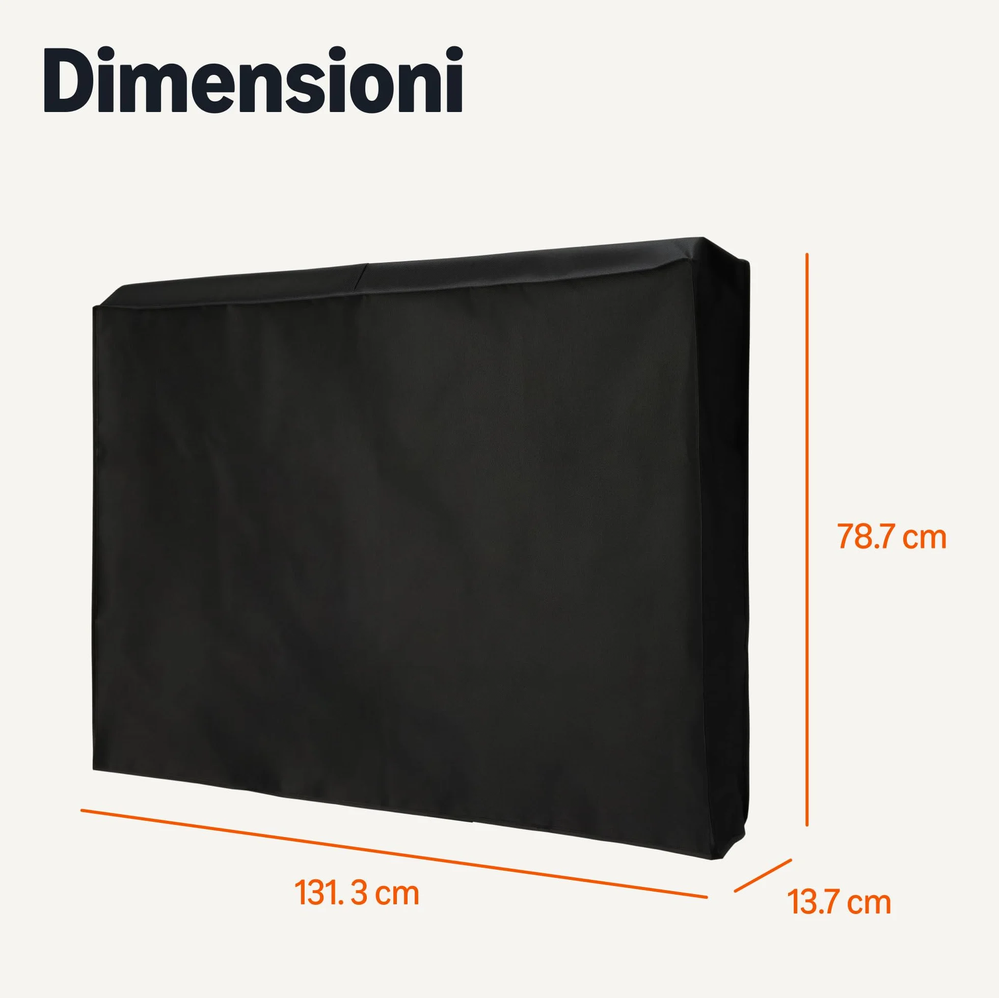Amazon Basics, Copertura impermeabile per TV da esterno 52-55 pollici, 131,3 x 13,7 x 78,7 cm, Nera