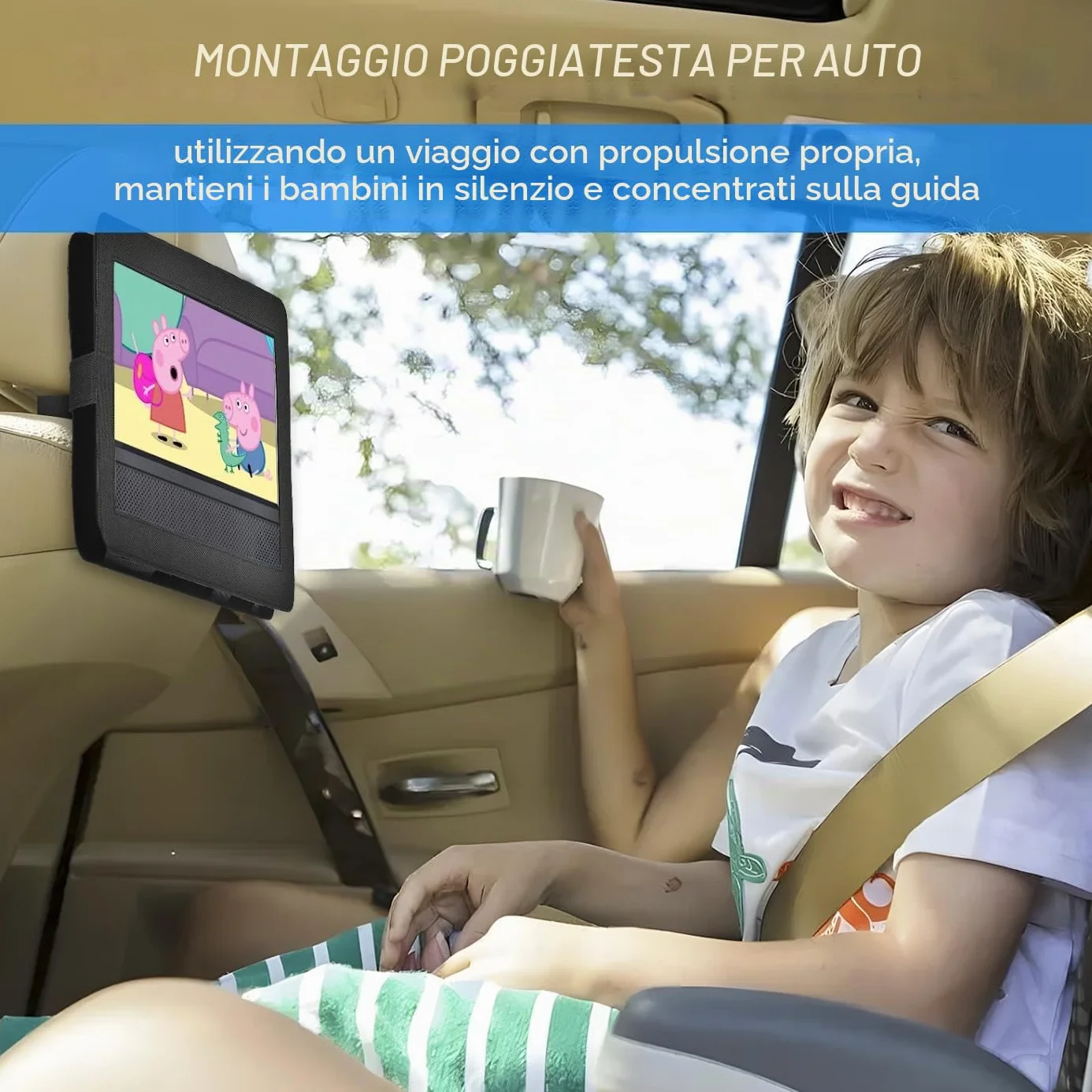 YOOHOO Mini lettore DVD portatile 9,5" schermo girevole HD 7,5" multi regione per auto bambini