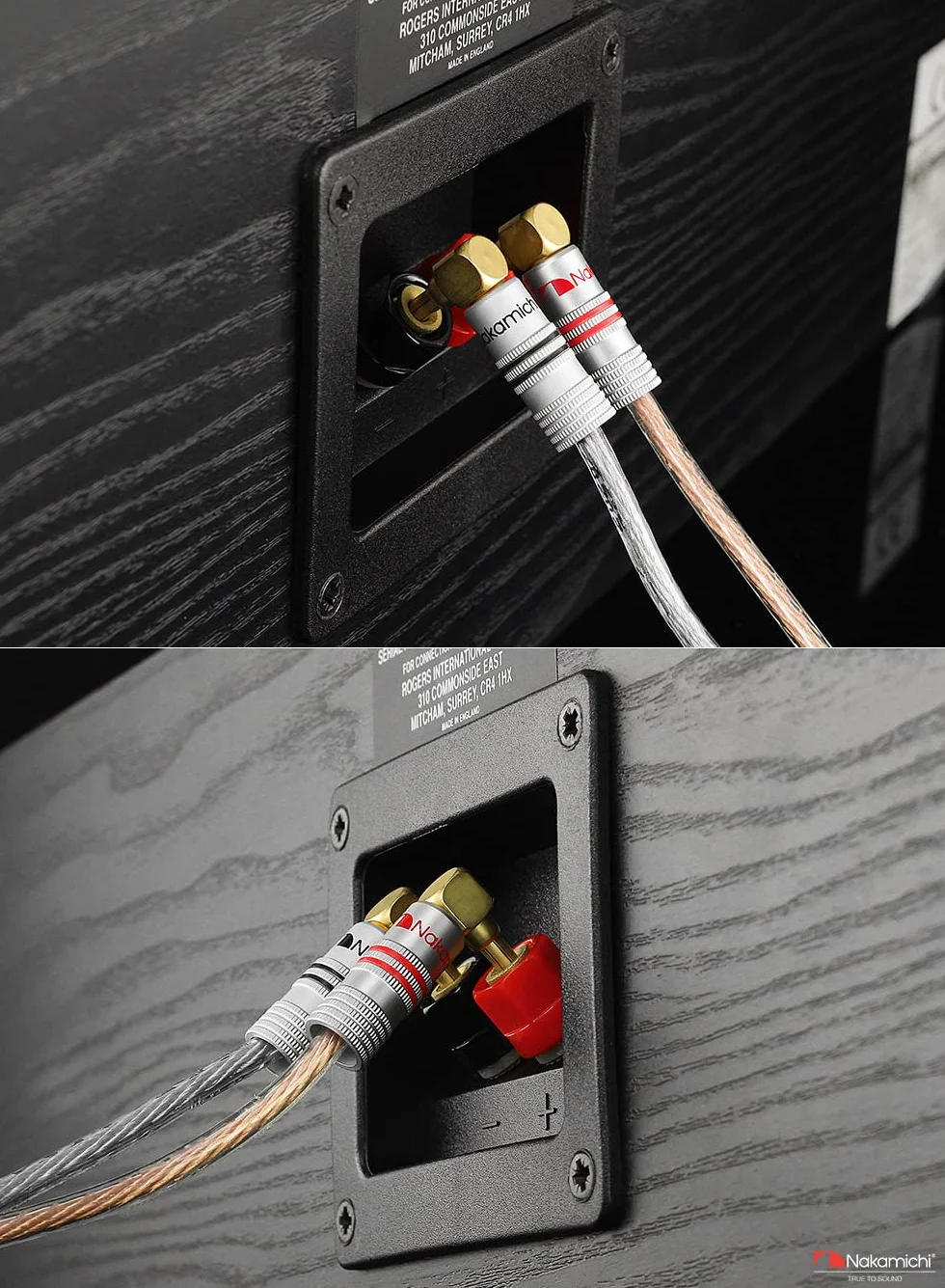 Nakamichi connettori a banana 12-18 AWG 4 mm placcati in oro 24 K 4 pezzi spine angolate