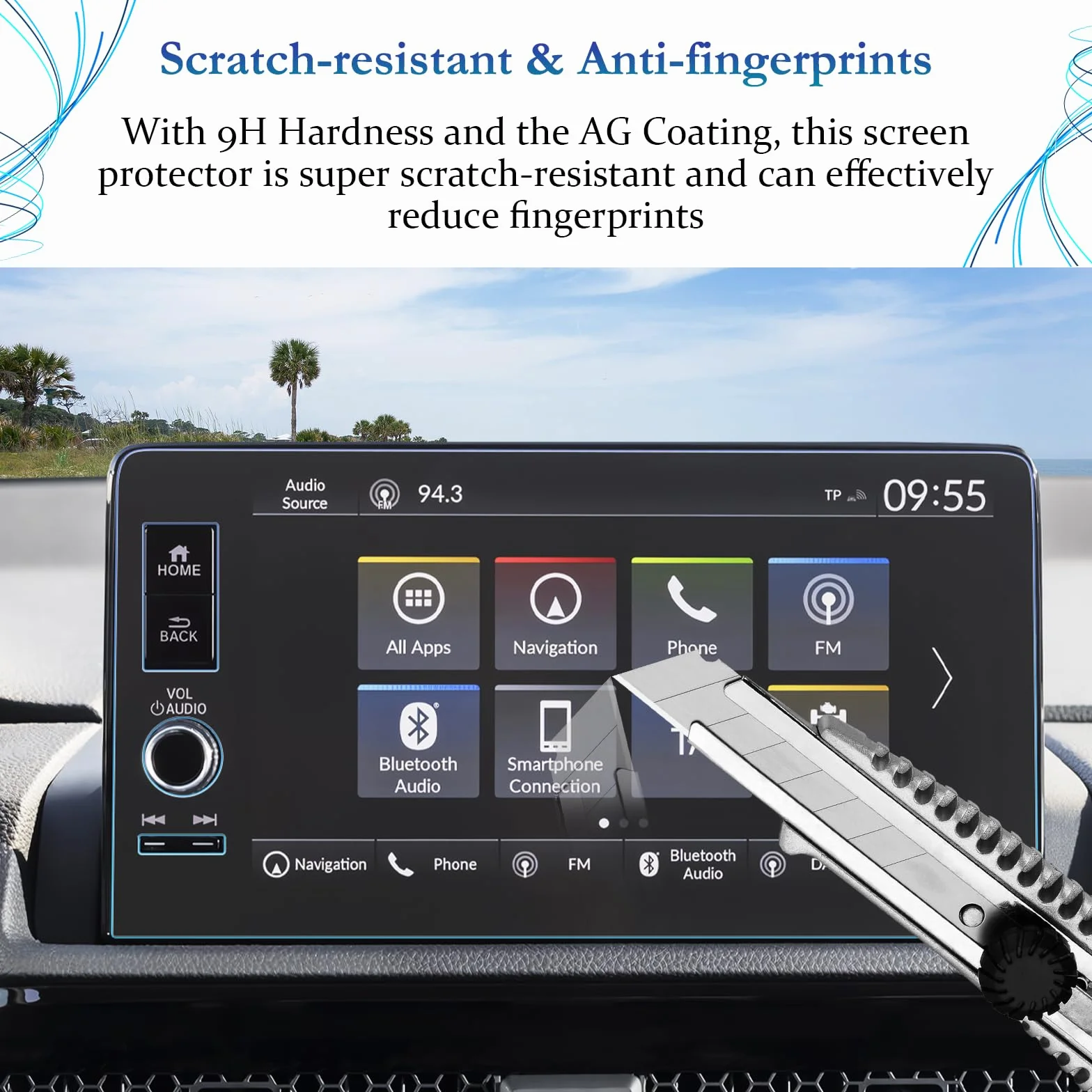 Pellicola protettiva in vetro temperato 9 pollici compatibile con Honda HR-V CR-V Civic Navigation