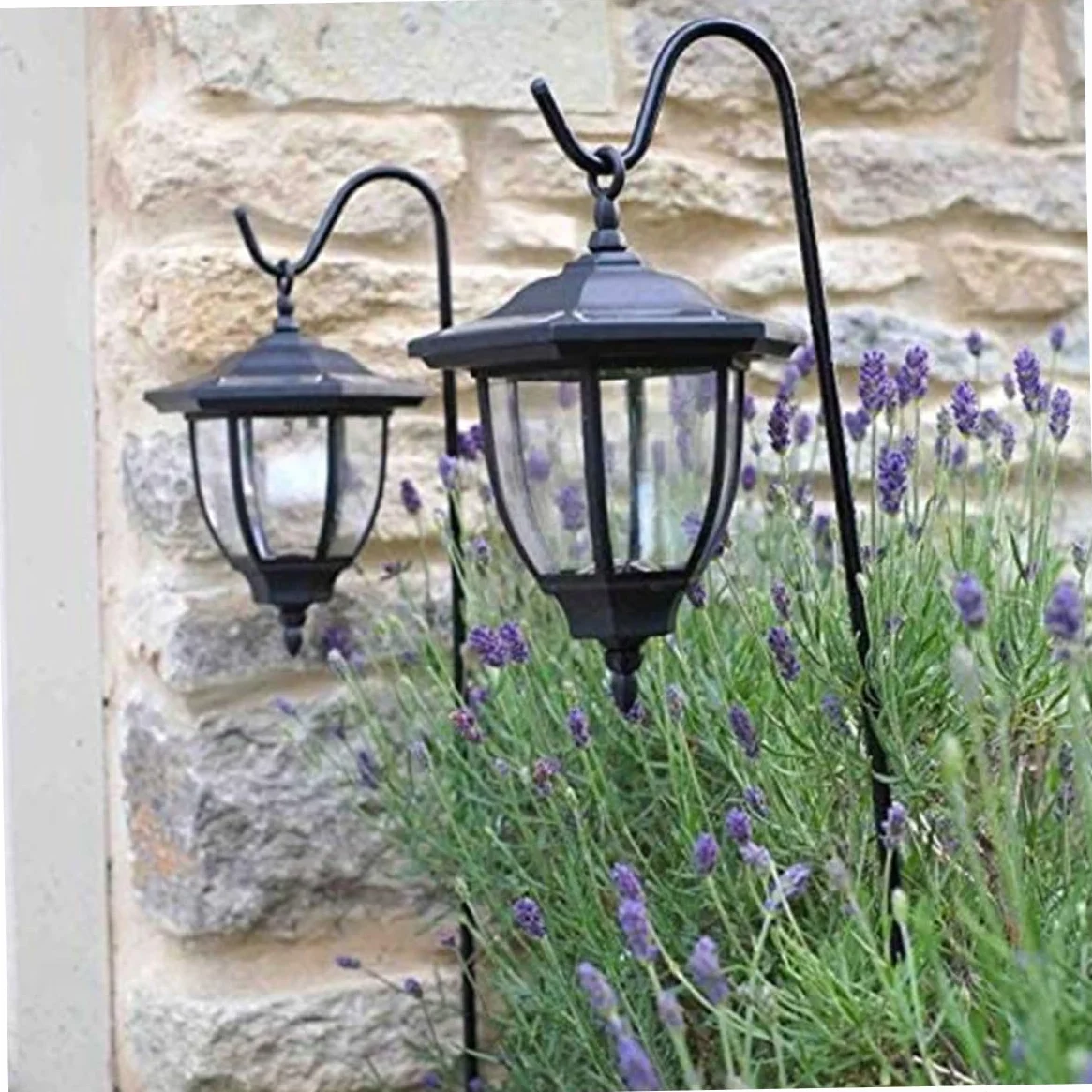 Ganci da giardino in metallo altezza regolabile 2 pz per lanterne natalizie solari