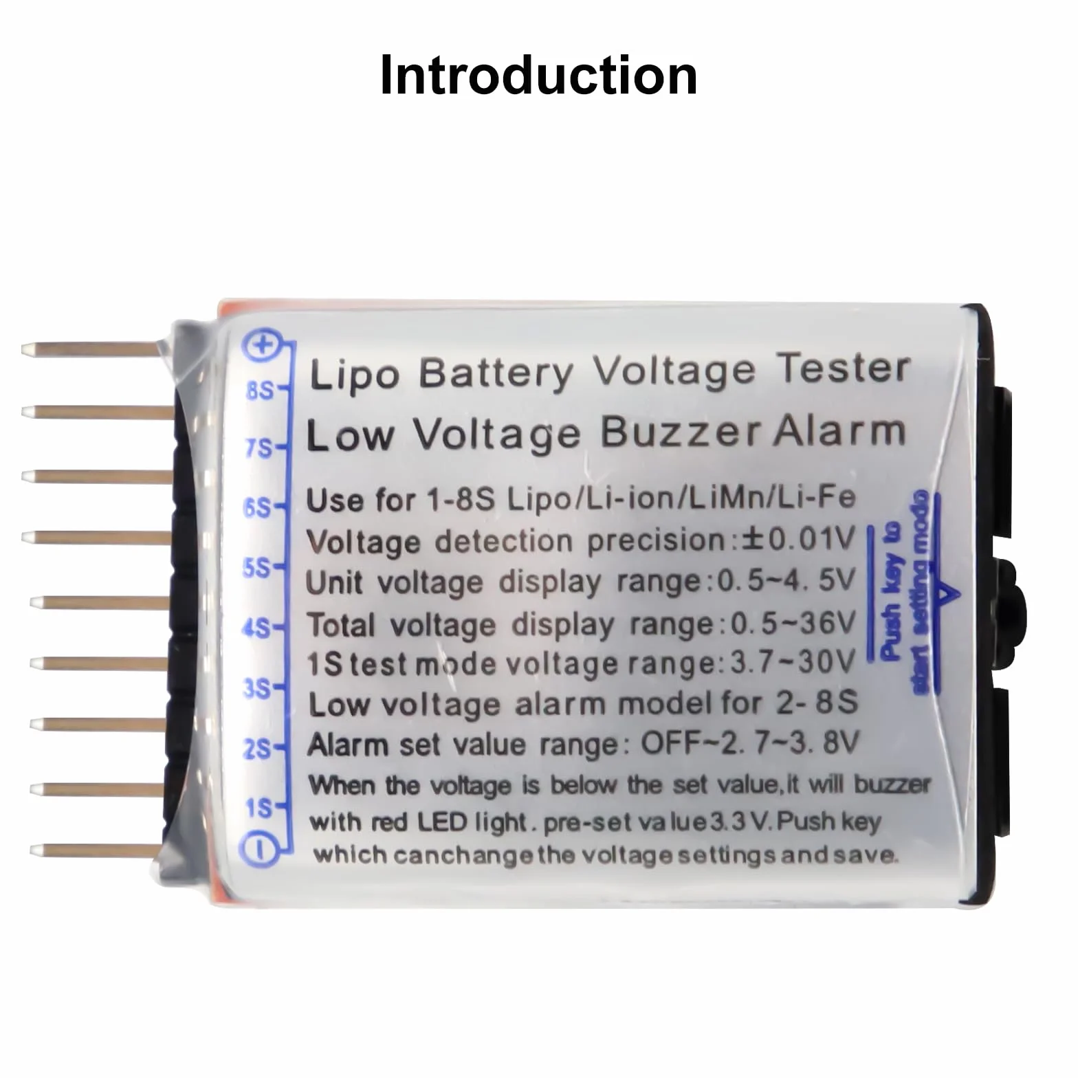 Tester per batteria RC 1-8s 2 in 1 a bassa tensione con indicatore LED per Lipo Life LiMn agli ioni di litio
