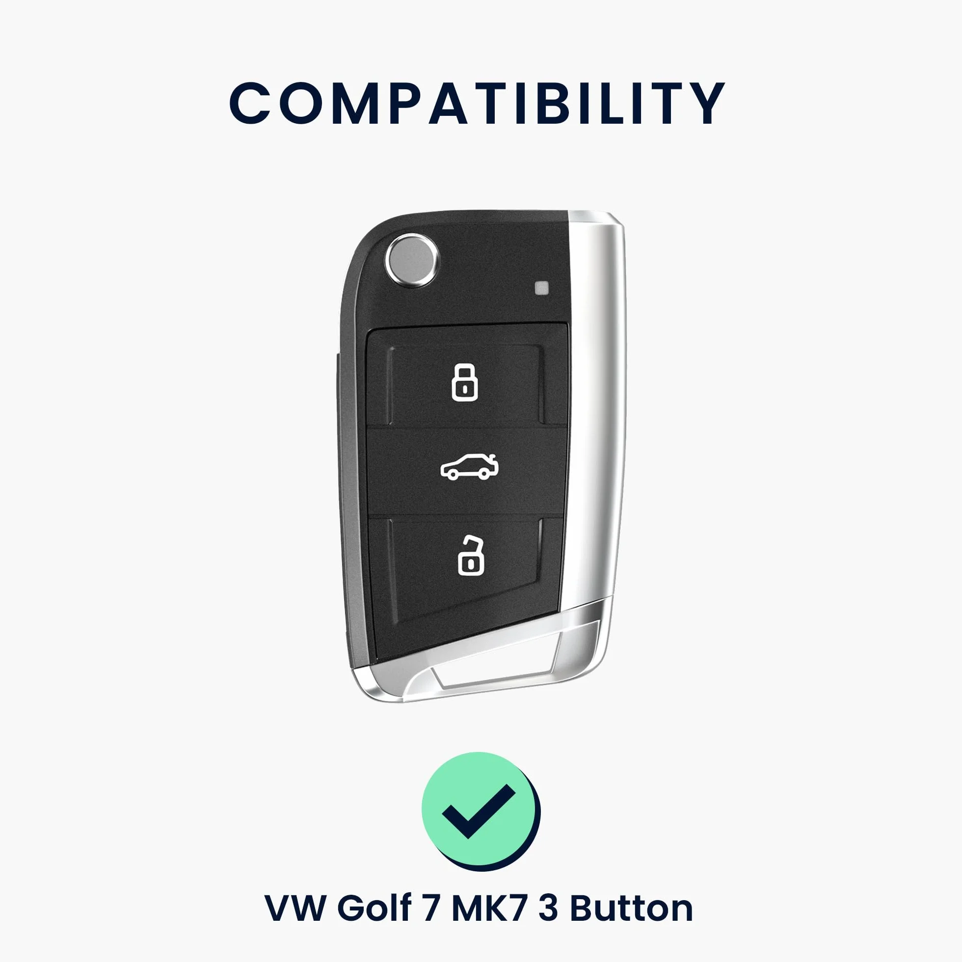 kwmobile Custodia Coprichiave Compatibile con VW Golf 7 MK7 3 Tasti Cover Telecomando Chiave Auto Nero Blu