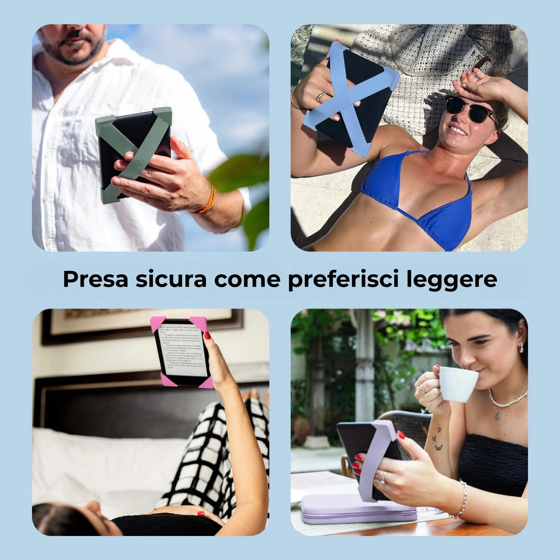 Strapsicle Cinturino per Kindle Paperwhite Gen 11/12 (6,8"/7") & Kobo - Confezione 2 - Grande - Blu Bondi