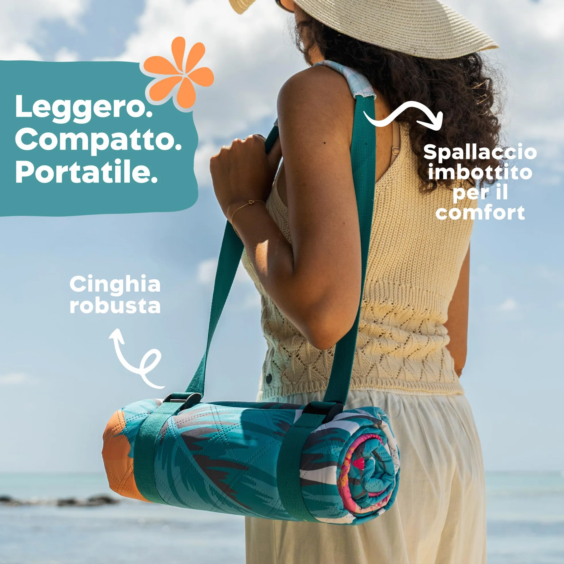 Twinzee Coperta Pic Nic Impermeabile 200x200 cm Stuoia Campeggio Antisabbia Floral
