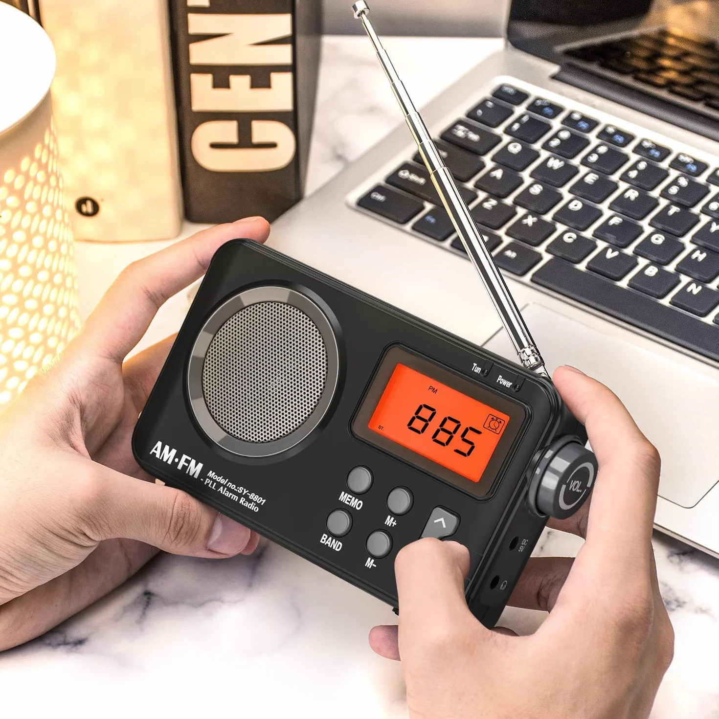 Tendak Radio Portatili FM/AM, Radiolina Portatile Piccola, Radio a Pile, Schermo Grande, Sveglia, Timer, Radio a Transistor Alimentata via USB - Nero