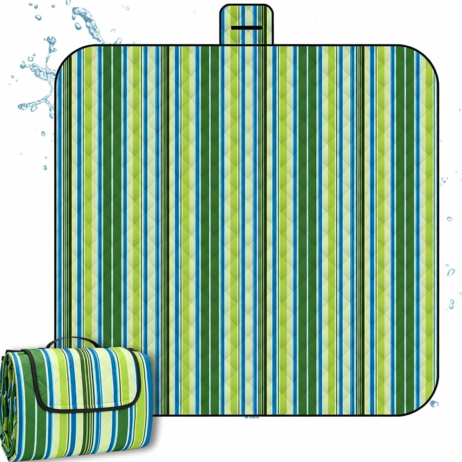 Coperta da picnic impermeabile, 200 x 200 cm, grande, portatile, lavabile, per campeggio, spiaggia e parco (verde)