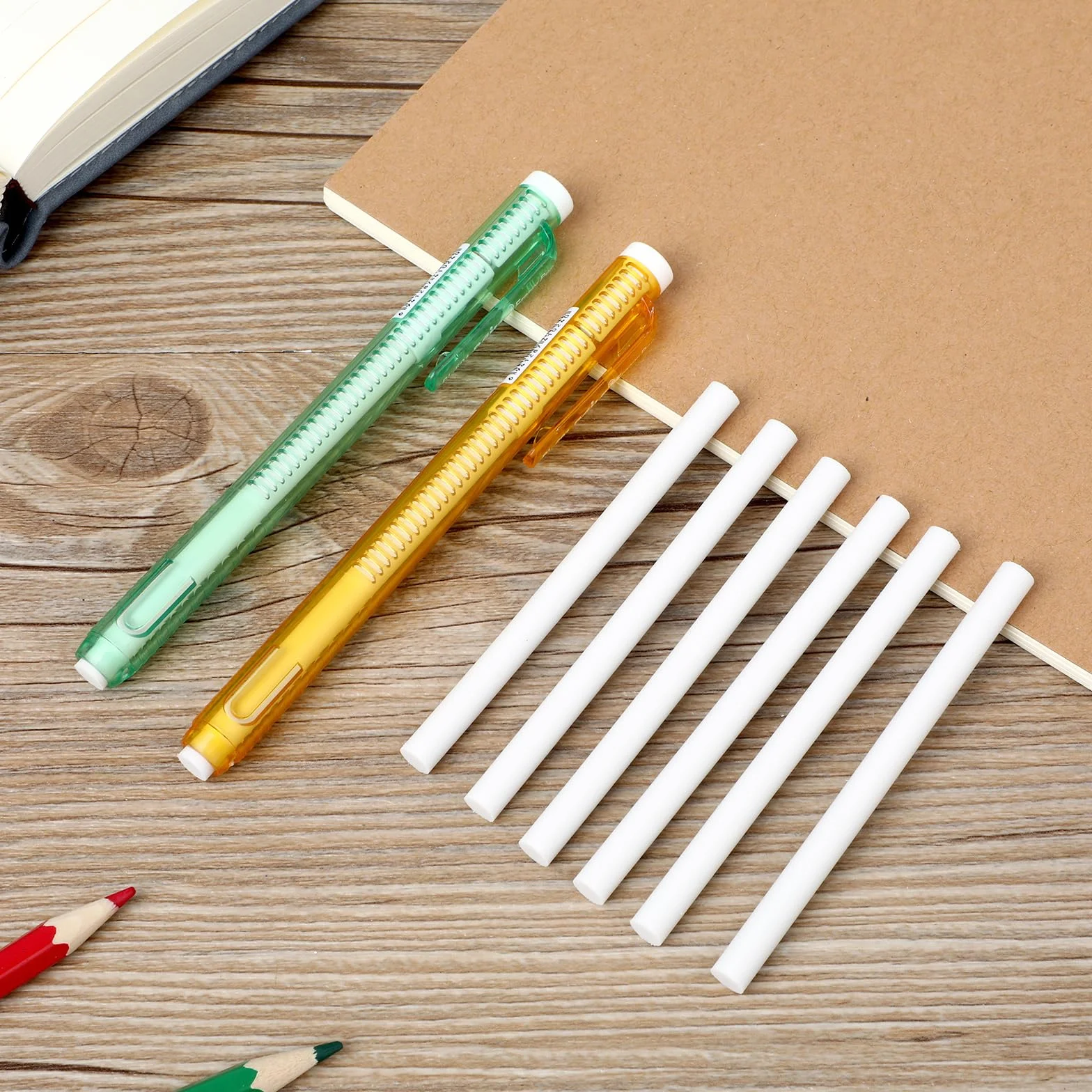 Molain Set di gomme da cancellare a penna, 2 penne meccaniche retrattili con 6 ricariche, 13,4 x 1,6 cm