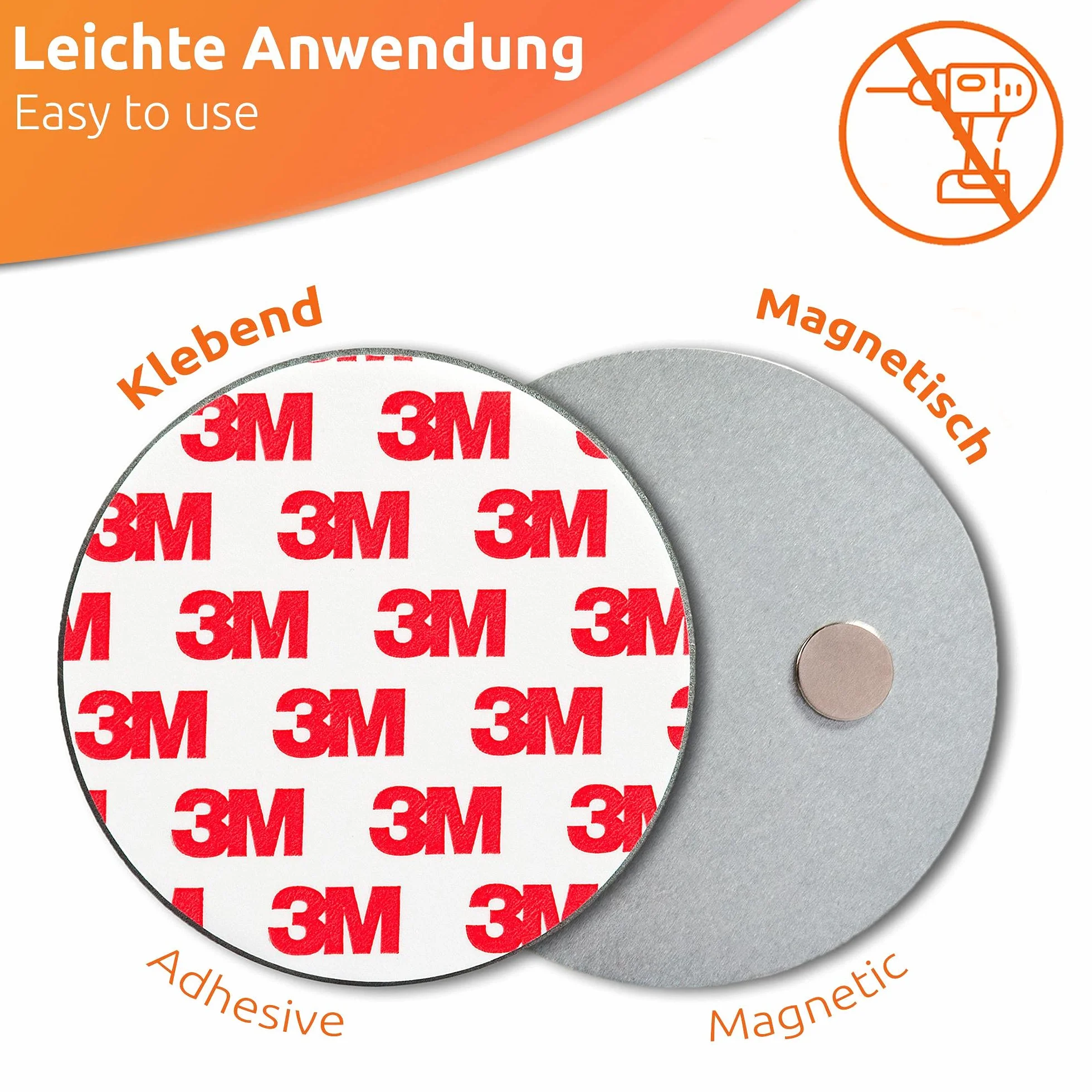ECENCE Supporto magnetico adesivo per rilevatore di fumo Ø70mm Set da 10 pezzi