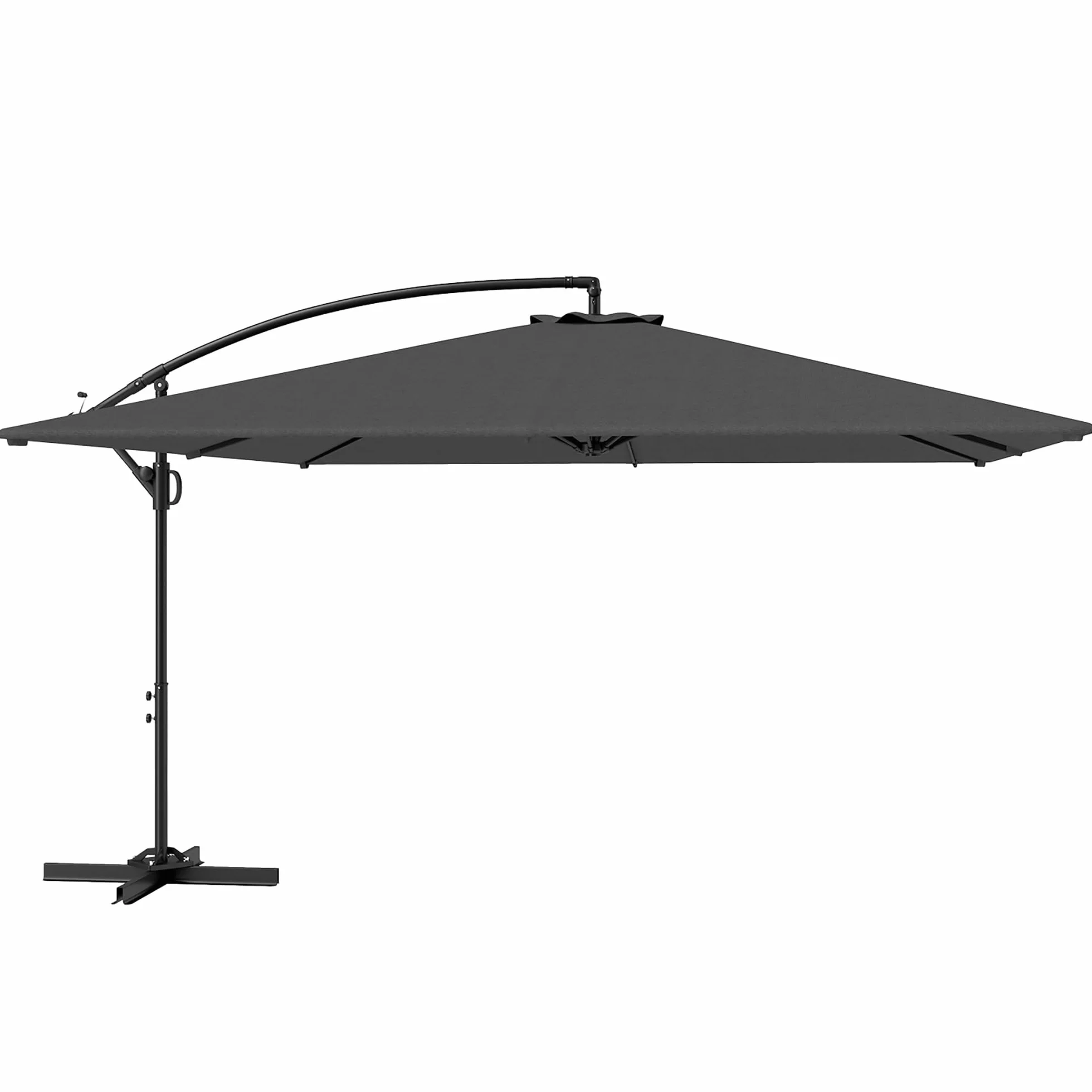 Outsunny Ombrellone Decentrato 2.8x3.8 m con Tettuccio Inclinabile Regolabile, Manovella e Prese d'Aria, Base a Croce, Ombrellone da Giardino in Metallo e Poliestere UV50+, Grigio