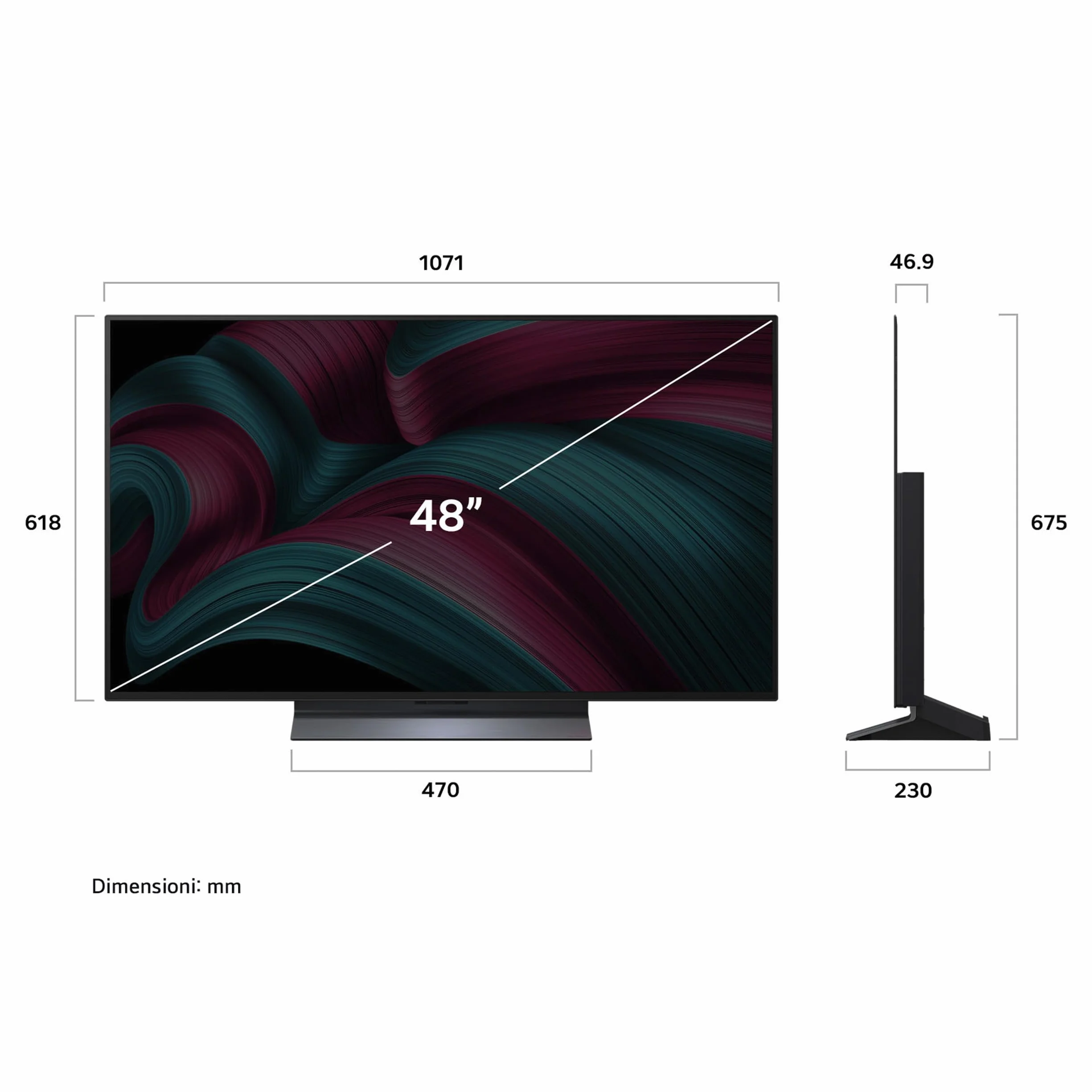 LG OLED evo C5 Smart TV 48 pollici 4K Processore α9 Gen8 webOS Dolby Vision Atmos VRR GSYNC 4K@144Hz HDMI 2.1 OLED48C56LB